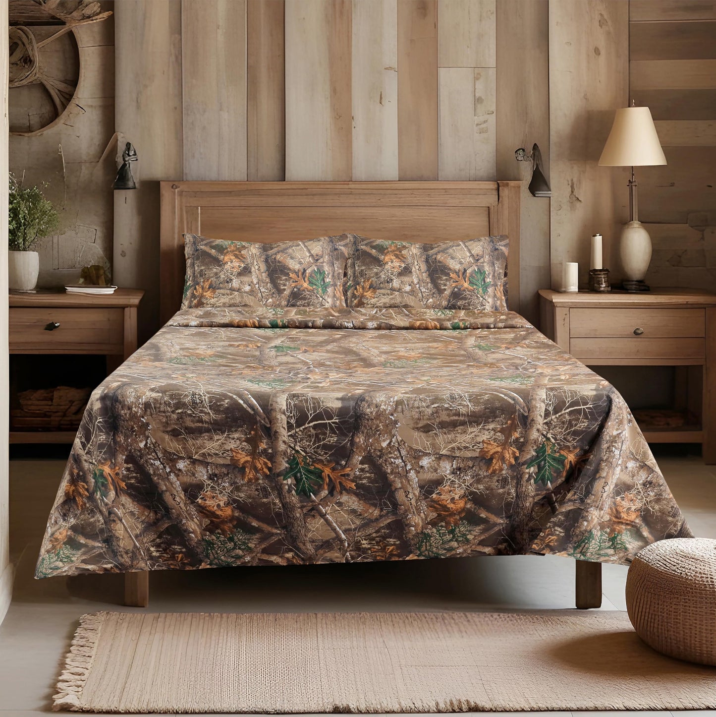 VISI-ONE Realtree Edge King Camo 4 Piece Sheet Set – Lightweight, Cooling, Wrinkle-Free Microfiber 15" Deep Pockets Sheets, Unisex Rustic Western Farmhouse Style Made to Complement All Living Spaces