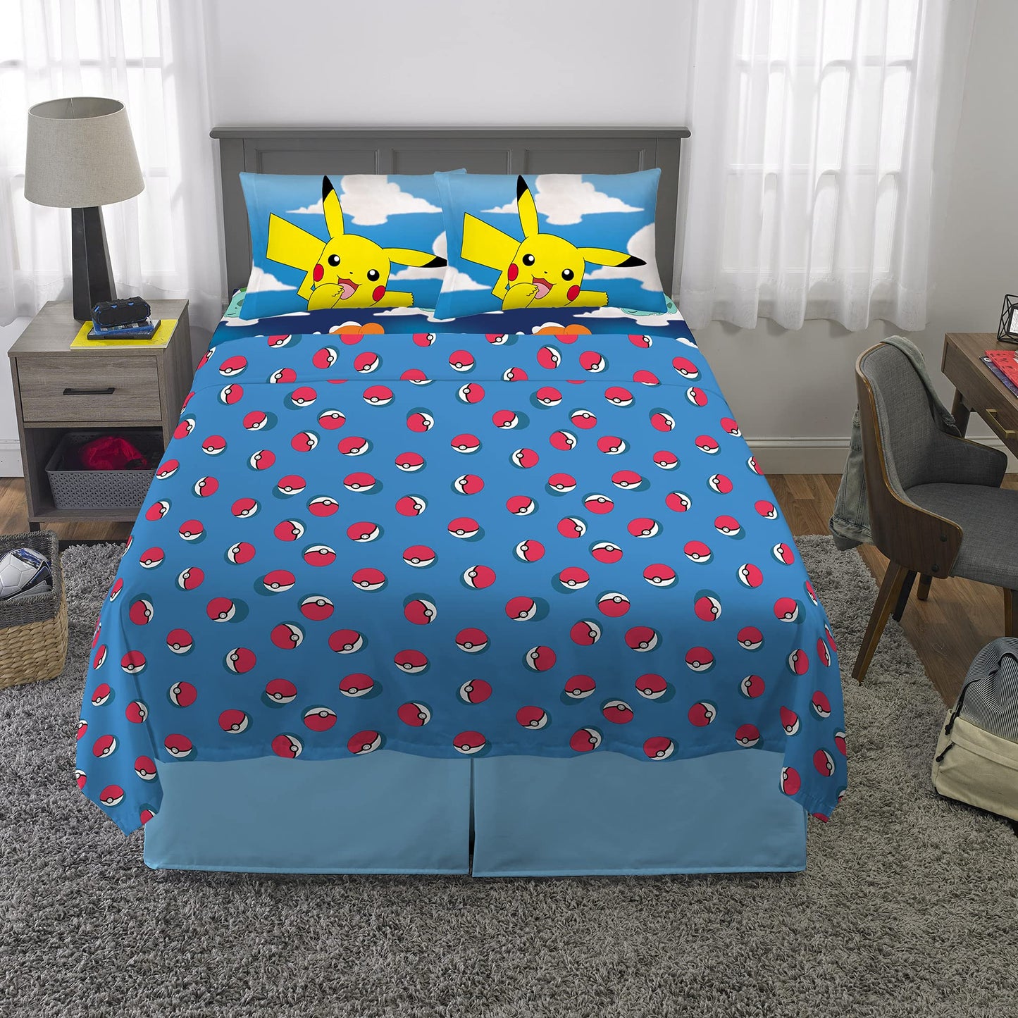 Franco Kids Bedding Soft Microfiber Sheet Set, Full, Pokemon