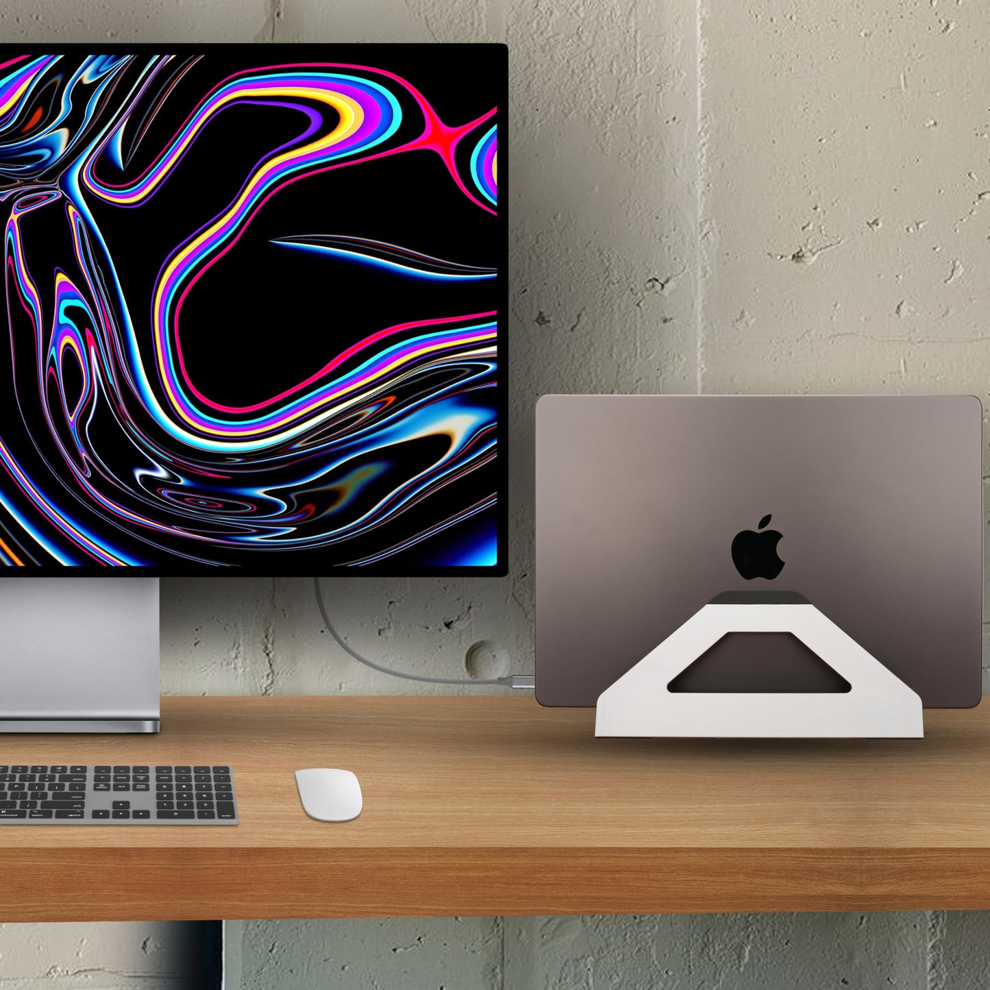 Psitek Vertical Laptop Stand, Space Saving MacBook Holder with Tool-Free Width Adjustment, Pretty Anodized Aluminum for Desk, Universal Fit for 10-17" Laptop