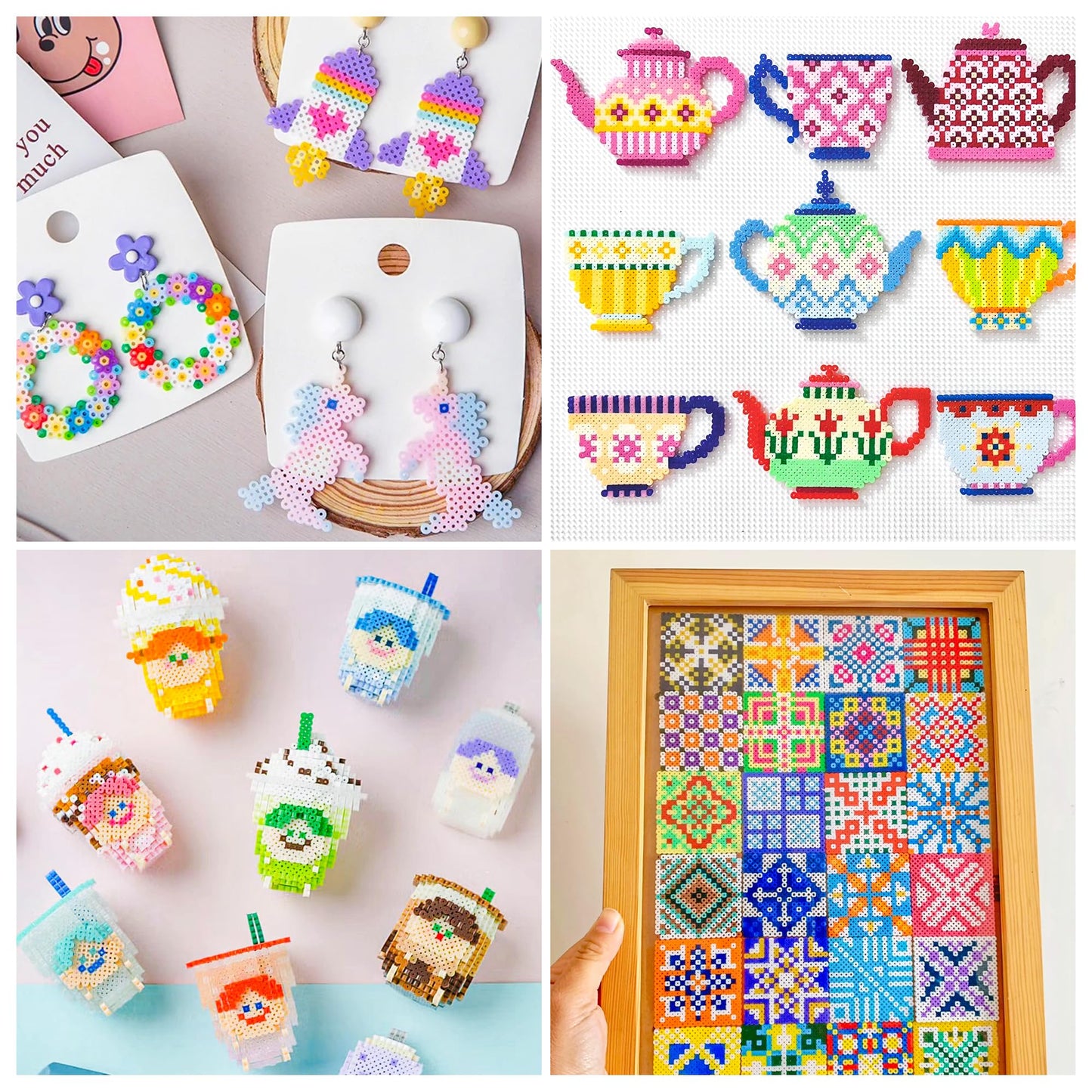 Fuse Beads, 21,000 pcs Fuse Beads Kit 22 Colors 5MM for Kids, Including 8 Ironing Paper,48 Patterns, 4 Pegboards, Tweezers, Beads Compatible Kit by INSCRAFT