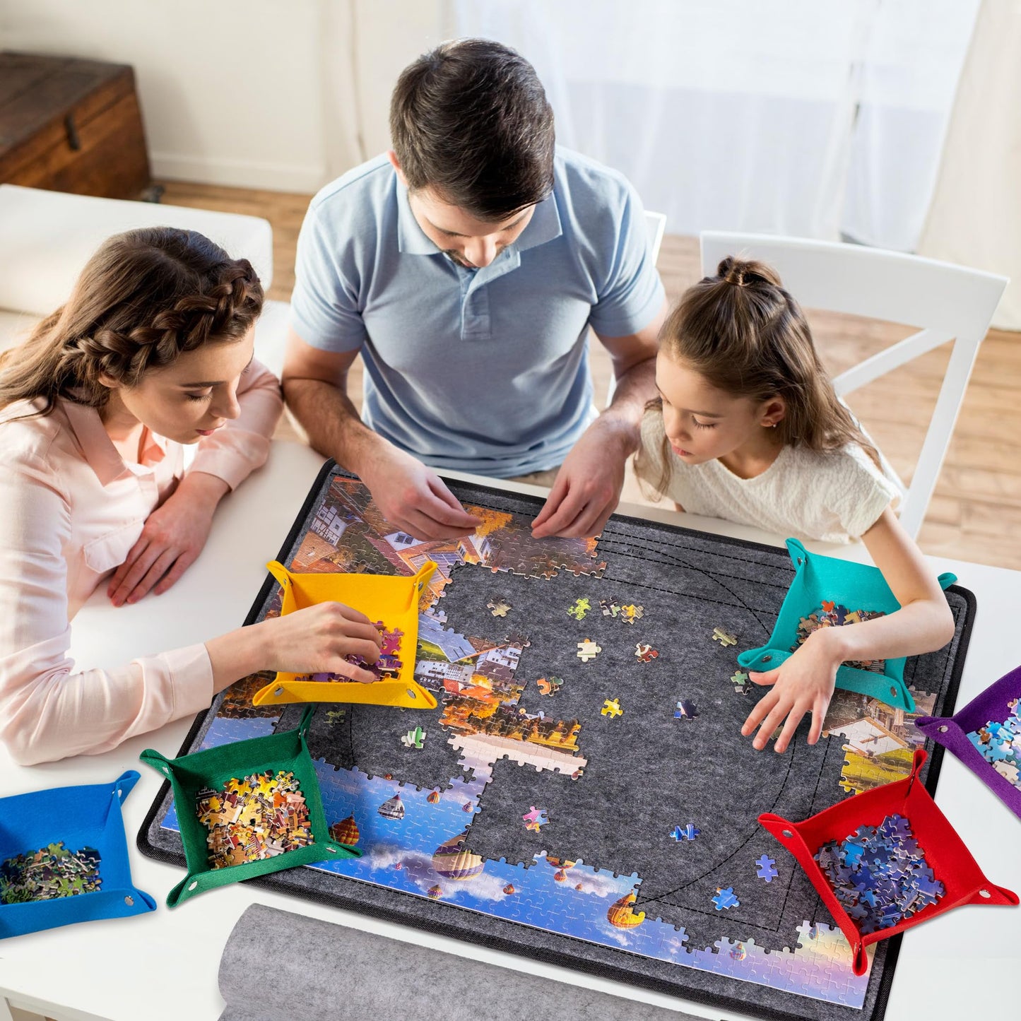Becko US Foldable Design, Jigsaw Puzzle Board with Cover & 6 Sorting Trays, Portable & Lightweight Puzzle Table, for 1000 Piece Jigsaw Puzzles