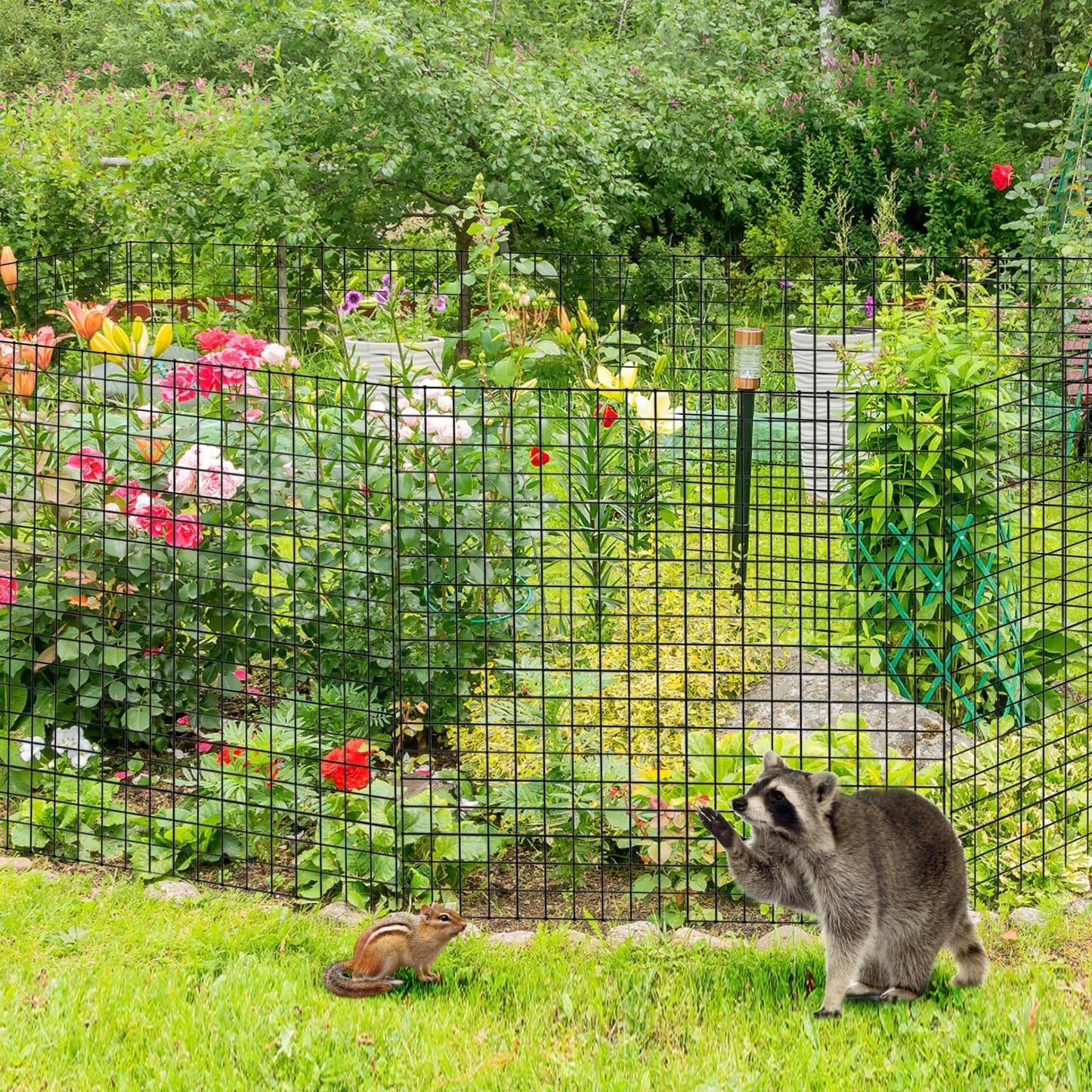 6 Pack 12'' x 12'' Plant Protectors from Animals, Plant Support Cage for Growing Vegetables Metal Chicken Wire Cloche with Stakes Metal Mesh Plant Cage Covers for Keeping Bunny Squirrels Out