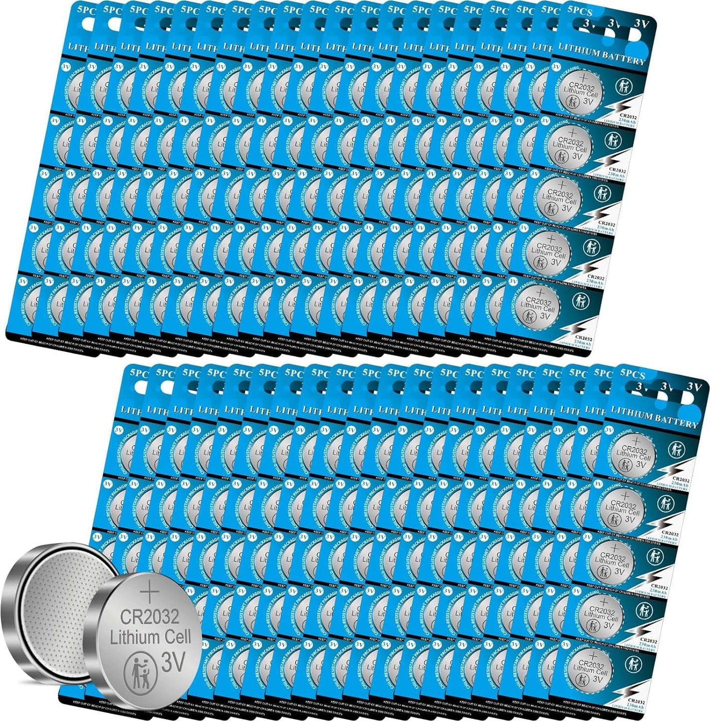 CR2032 3 Volt 230 mAh Lithium Coin Cell Battery 200 Pack