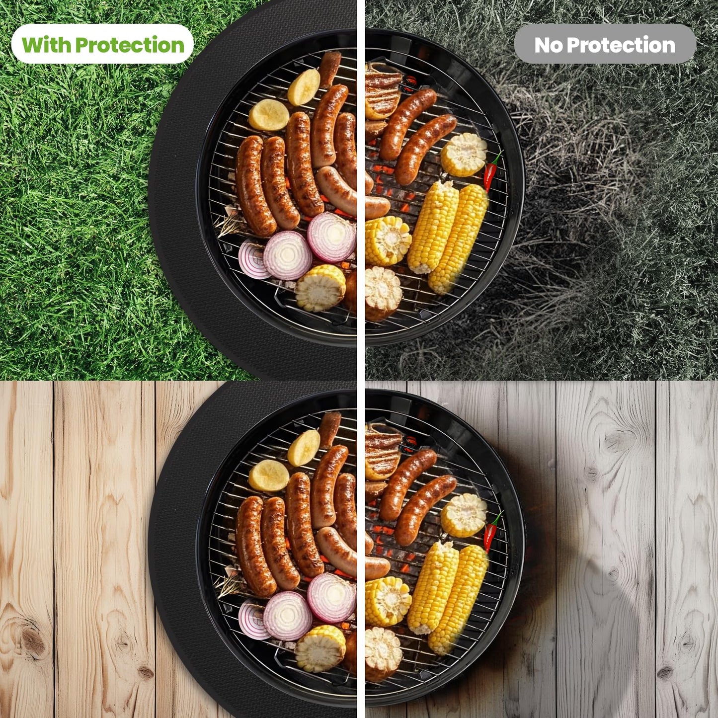 48" Fire Pit Mat for Solo Stove Bonfire, Round Under Grill Mat for Outdoor Grill, Fireproof Mat, Double-Sided Fireproof Under BBQ Mat for Smokers, Kamado, Deck, Grass, Floor