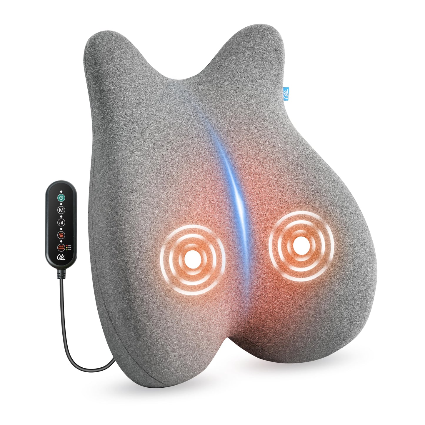 CILI Heated Lumbar Support Pillow for Office Chair, Ergonomic Back Support Cushion with Vibration, Memory Foam Chair Back Massager, Gifts for Mom Dad