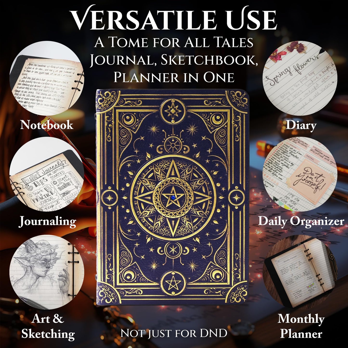 Magic Refillable Notebook Journal Binder for DND: A5 Story Forge 400 Pages (200 Sheets) with Worn Ancient Magic Design for DND or Fantasy Enthusiasts - Perfect for Dungeons and Dragons (D&D)