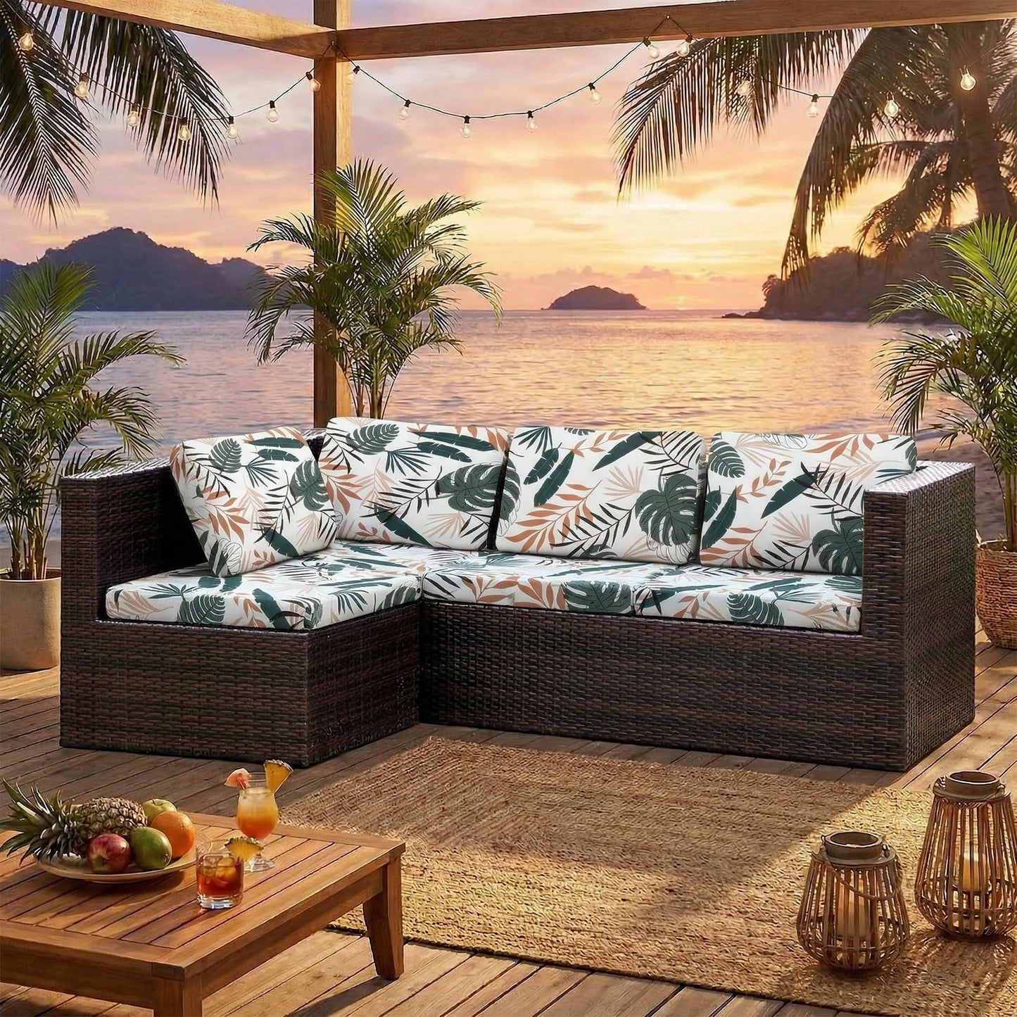 8 Pcs Outdoor Couch Covers, Patio Sofa Cushion Covers-Stretch Print Slipcovers,Washable Sofa Chair Seat Cushions Slipcovers for Indoor & Outdoor Furniture