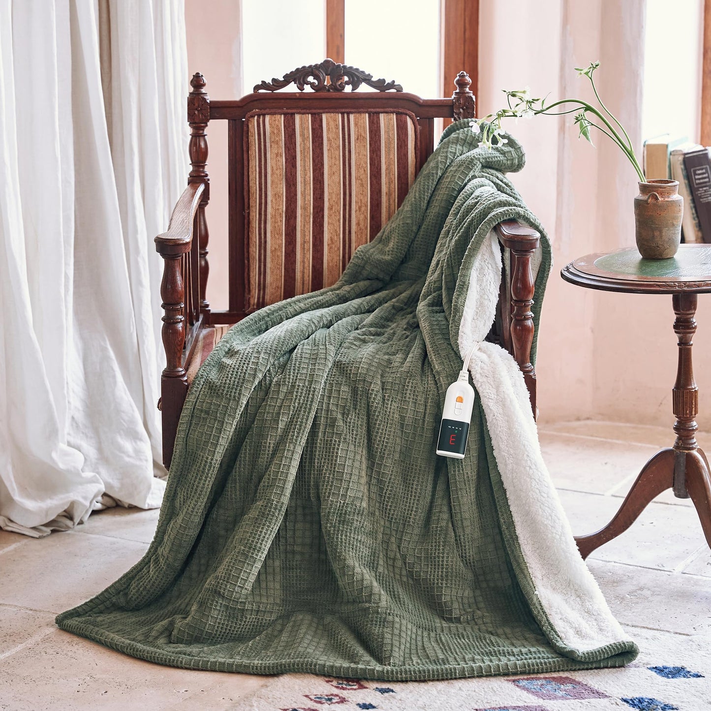 Heated Blanket Electric Blanket Throw 50''X60''-Heating Blanket with 9 Heat Settings-2-10 Hours Auto Off,ETL Certified,Machine Washable (Gray Green)