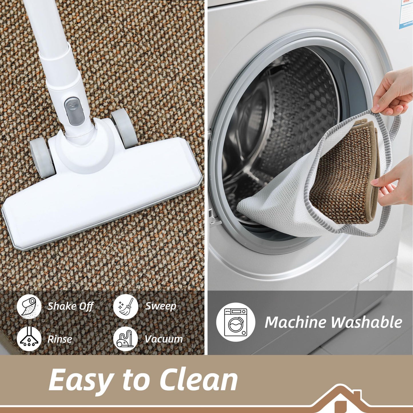 BEQHAUSE Dirt Trapper Door Mat 32" x 48", Non-Slip Washable Doormats Entrance Mat, Dirt Resistant and Absorbent Welcome Mat, Low Profile Floor Mats for Front Back Door and Entryway, Taupe