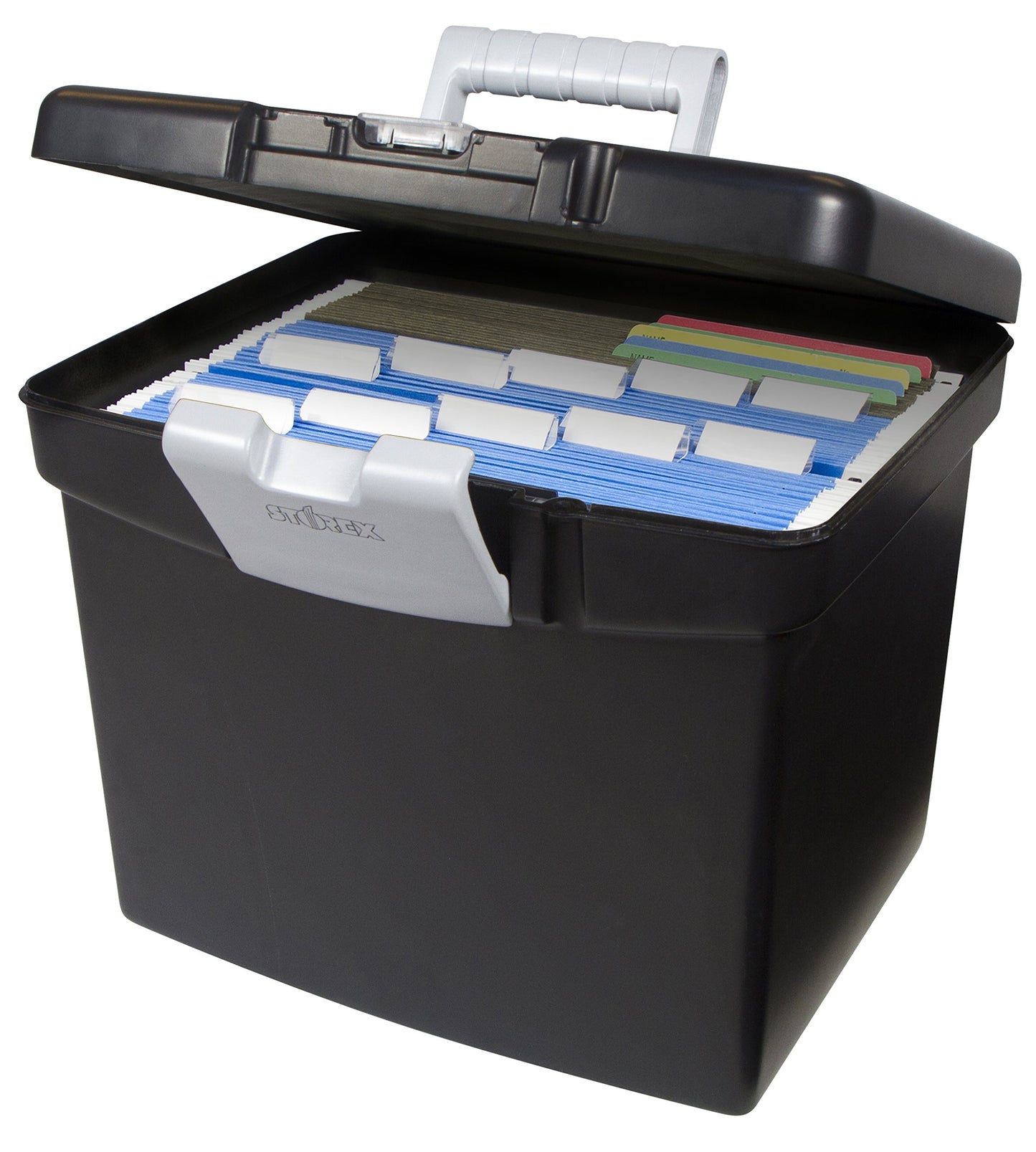 Storex File Storage Box Translucent Storage Lid, Black