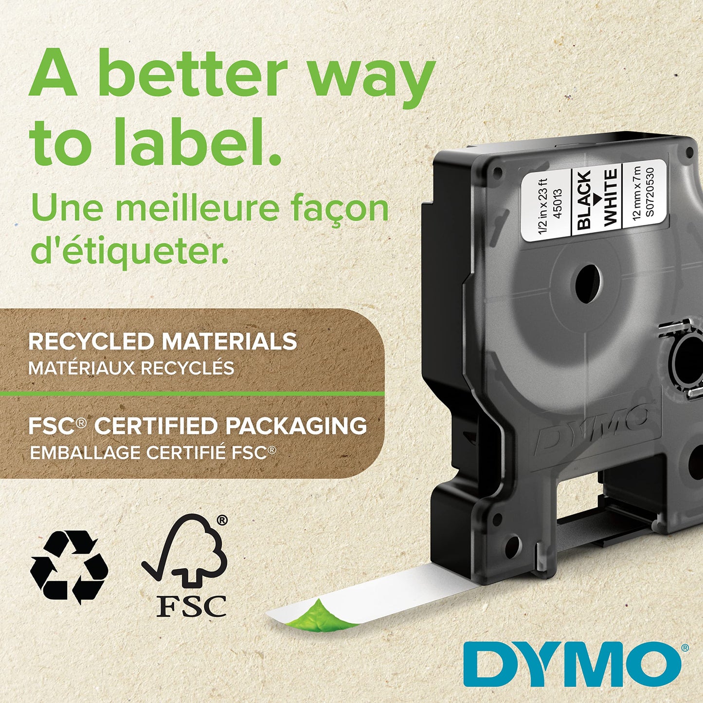 DYMO D1 Labels for LabelManager Label Makers, Black Print on White, 1/2-Inch x 23-Foot Rolls, Self-Adhesive, 4 Count