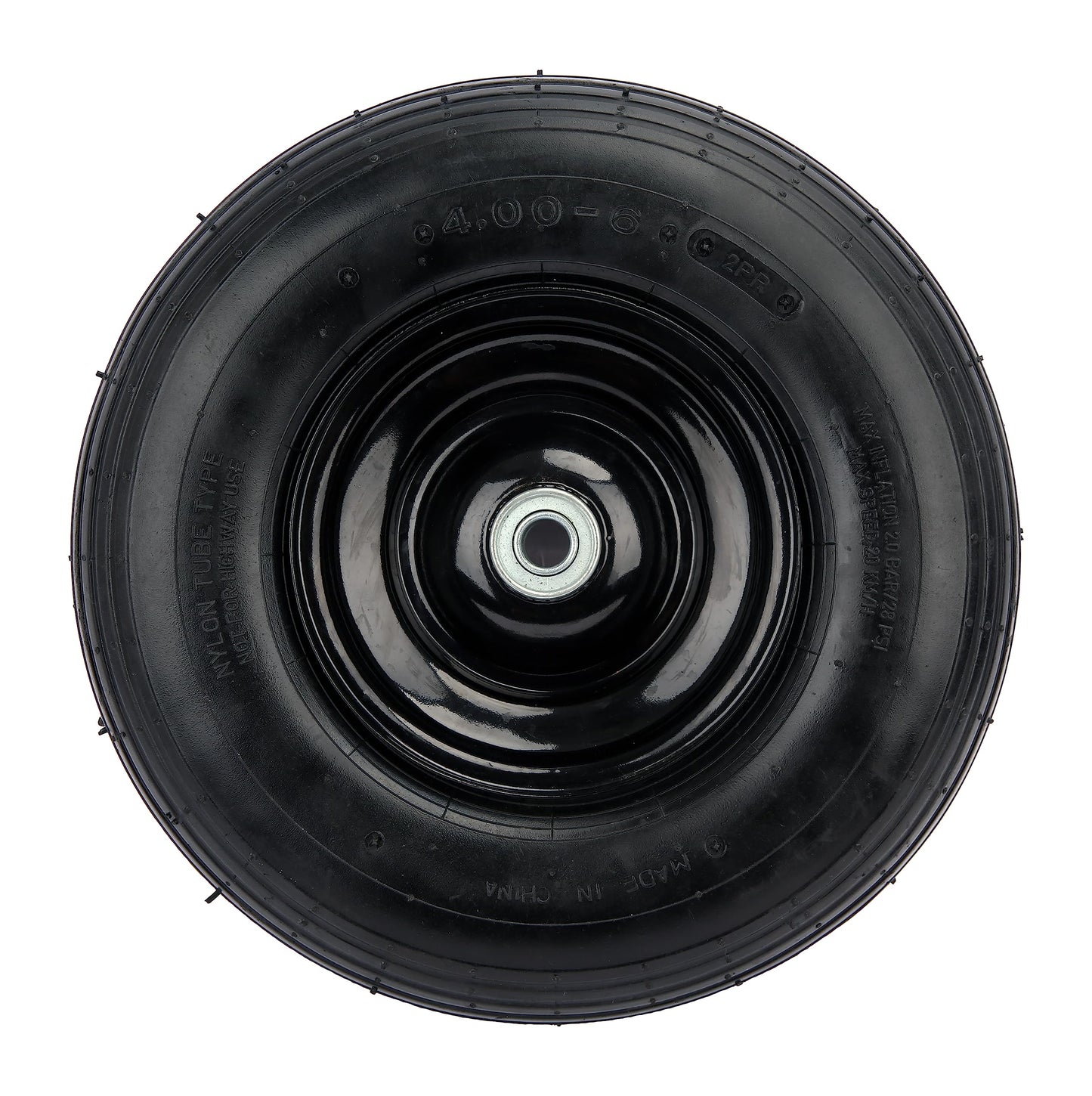 PEAKTOW PTW0004 Air Filled 13 Inches 5/8” Bearing 4.00-6” Universal Replacement Wheelbarrow Wheel Tire with Adapter Kit