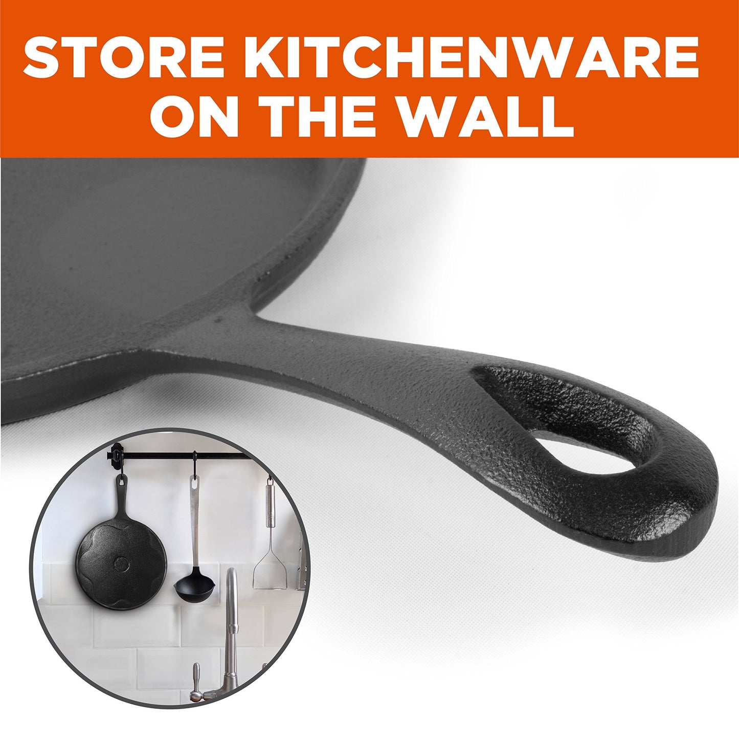 Commercial Chef Round Cast Iron Griddle Pan 3-Piece Set – 8-inch, 10-inch, and 12-inch - Pre-Seasoned Griddle Cast Iron Cookware, Black