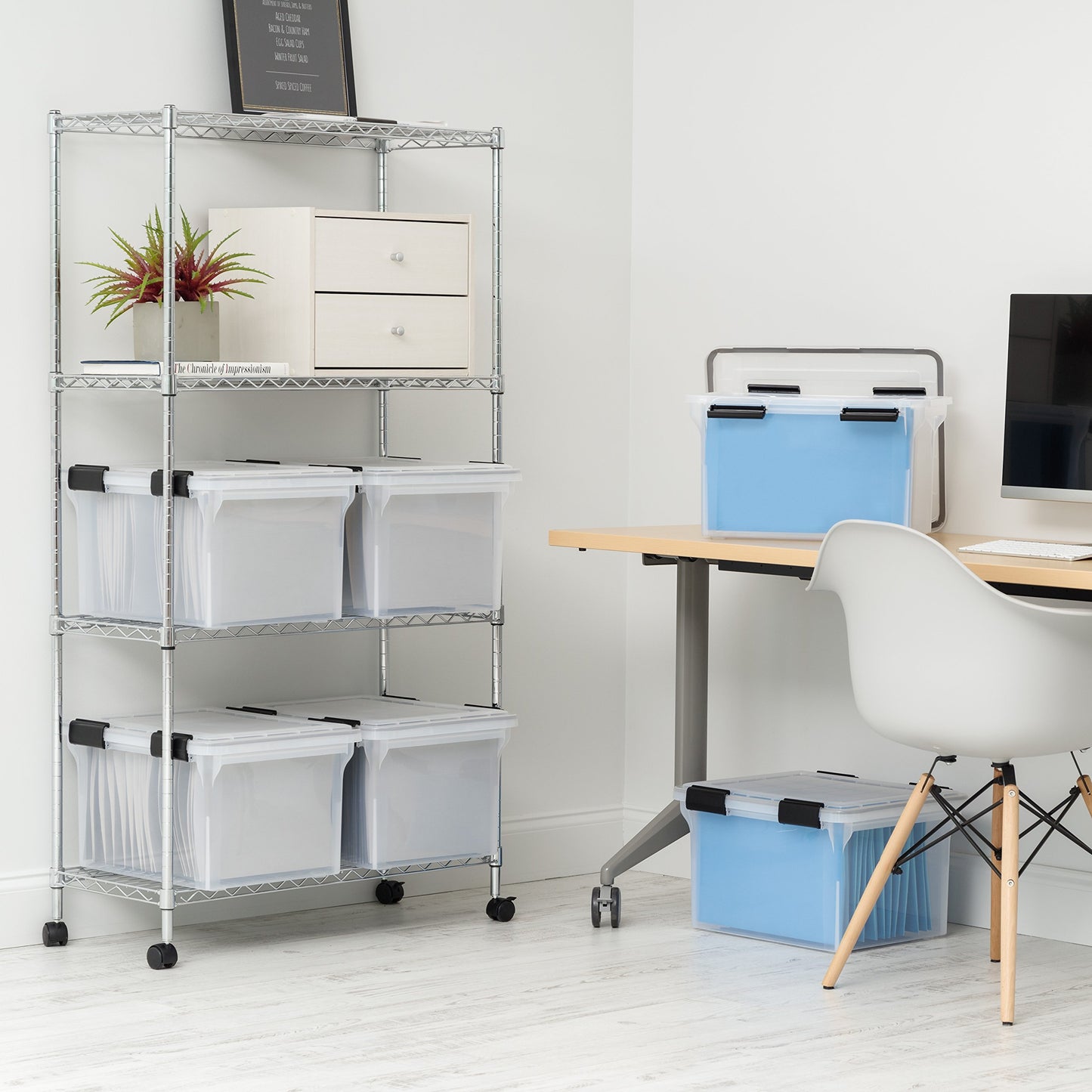 IRIS USA File Box WeatherPro File Organizer Plastic File Box for Letter/Legal File, Durable Lid and Seal w/ Secure Latching Buckles, Stackable, Nestable, Clear 30 L (32 US Qt) 1 Pack