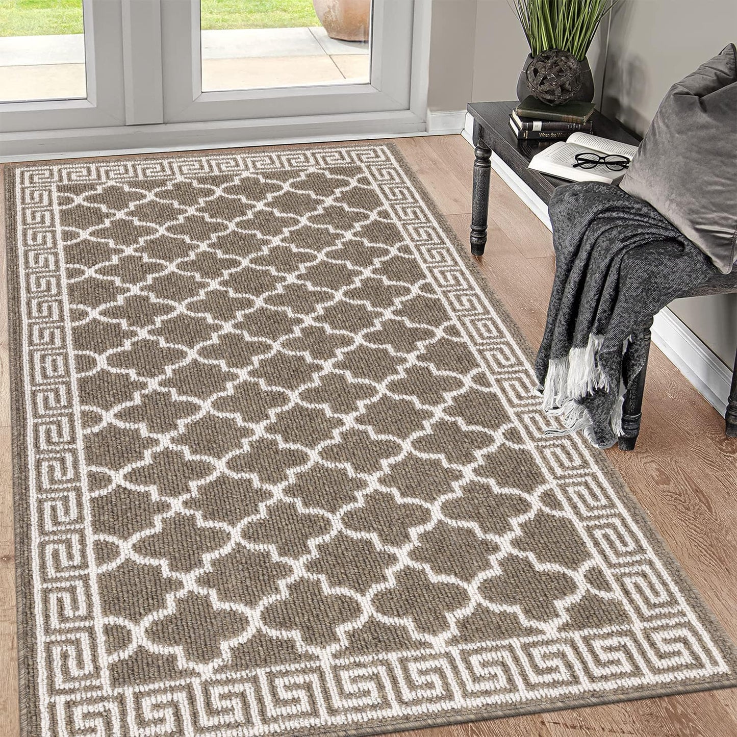 Pauwer Indoor Doormat for Entryway 36"x59" Non-Slip Absorbent Resist Dirt Entrance Mat, Washable Front Door Mat Welcome Mat Low-Profile Inside Floor Mat for Entry Kitchen Laundry Room, Brown