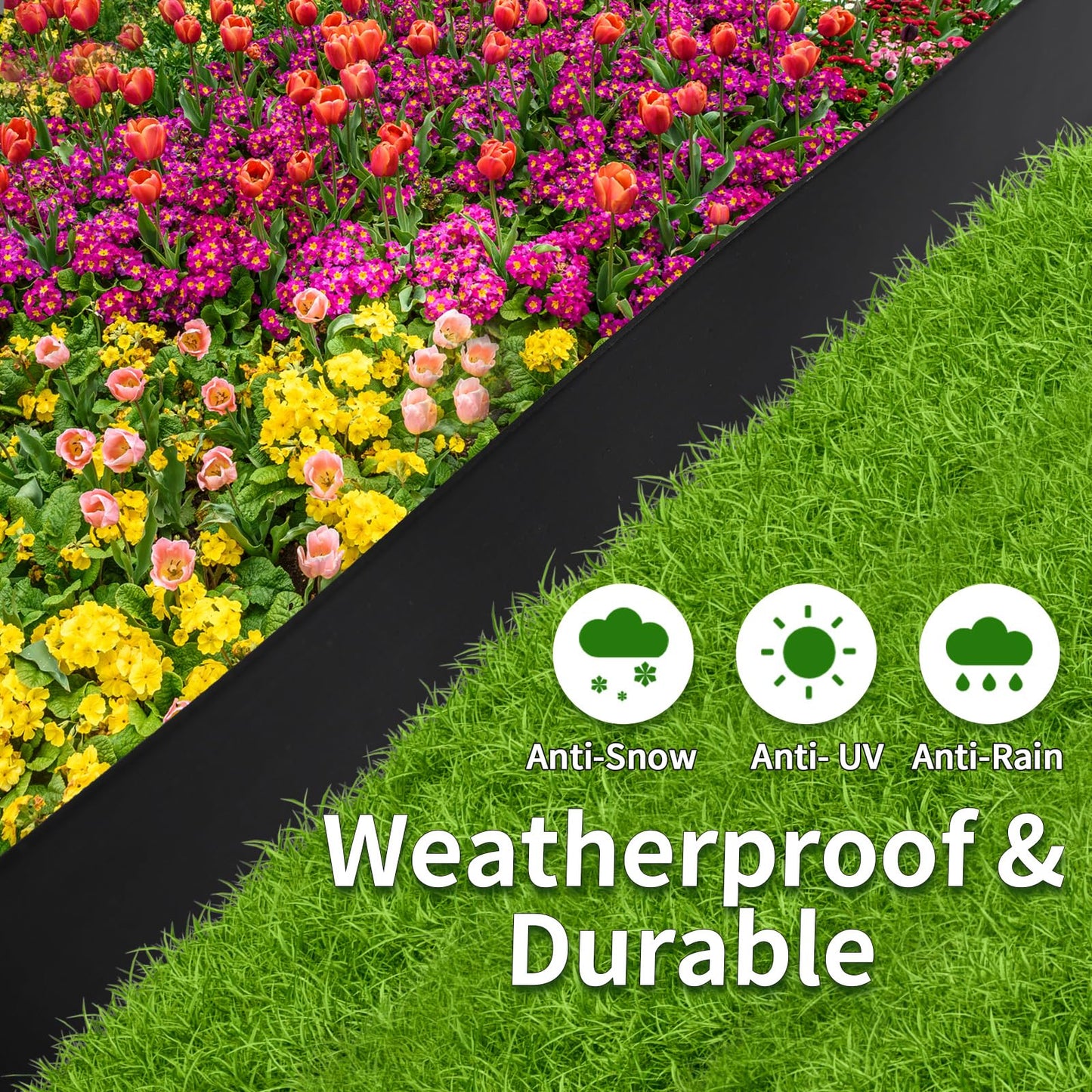 No Dig Lawn Edging Kit,Landscape Edging with Stakes fit for Lawn,Flower Garden,Grass,Lawn Edging,The Yard (60FT)