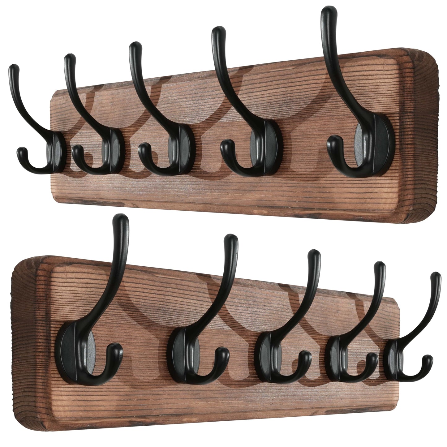 SKOLOO Rustic Large Wall Mounted Coat Rack, Case of 2, Pine Real Wood Plank Wall Coat Rack Hook, Farmhouse Coat Hanger Wall Mount for Hanging Backpack Jacket Coat Hat