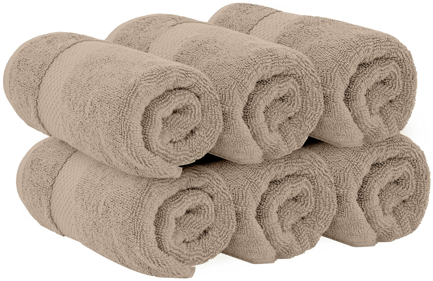 Luxury Taupe Hand Towels - Soft 100% Turkish Cotton | Highly Absorbent Hotel spa Bathroom Towel Collection | 16x30 Inch | Set of 6