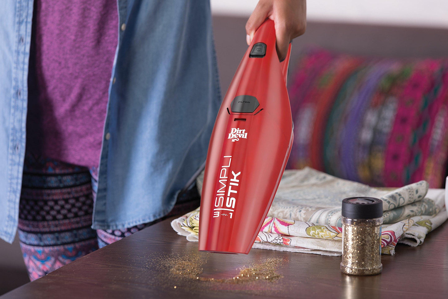 Dirt Devil Simpli-Stik Vacuum Cleaner, 3-in-1 Hand and Stick Vac, Small, Lightweight and Bagless, SD20000RED, Red, 43 Inch