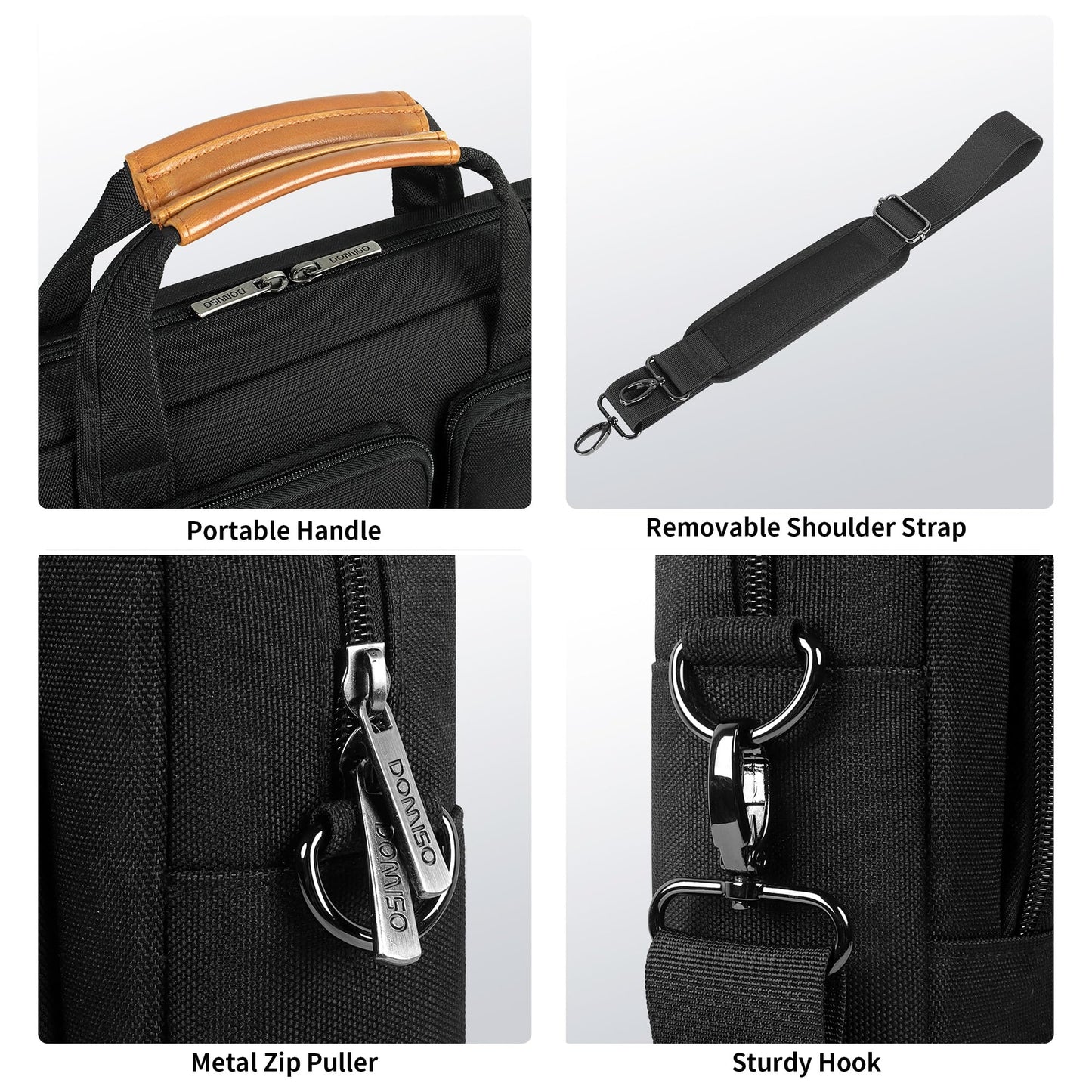 DOMISO 17-17.3 Inch Laptop Bag Business Briefcase Messenger Shoulder Bag Compatible with 17" Laptops/17.3" HP Pavilion/MSI GS73VR Stealth Pro/Dell/Acer/Asus,Black