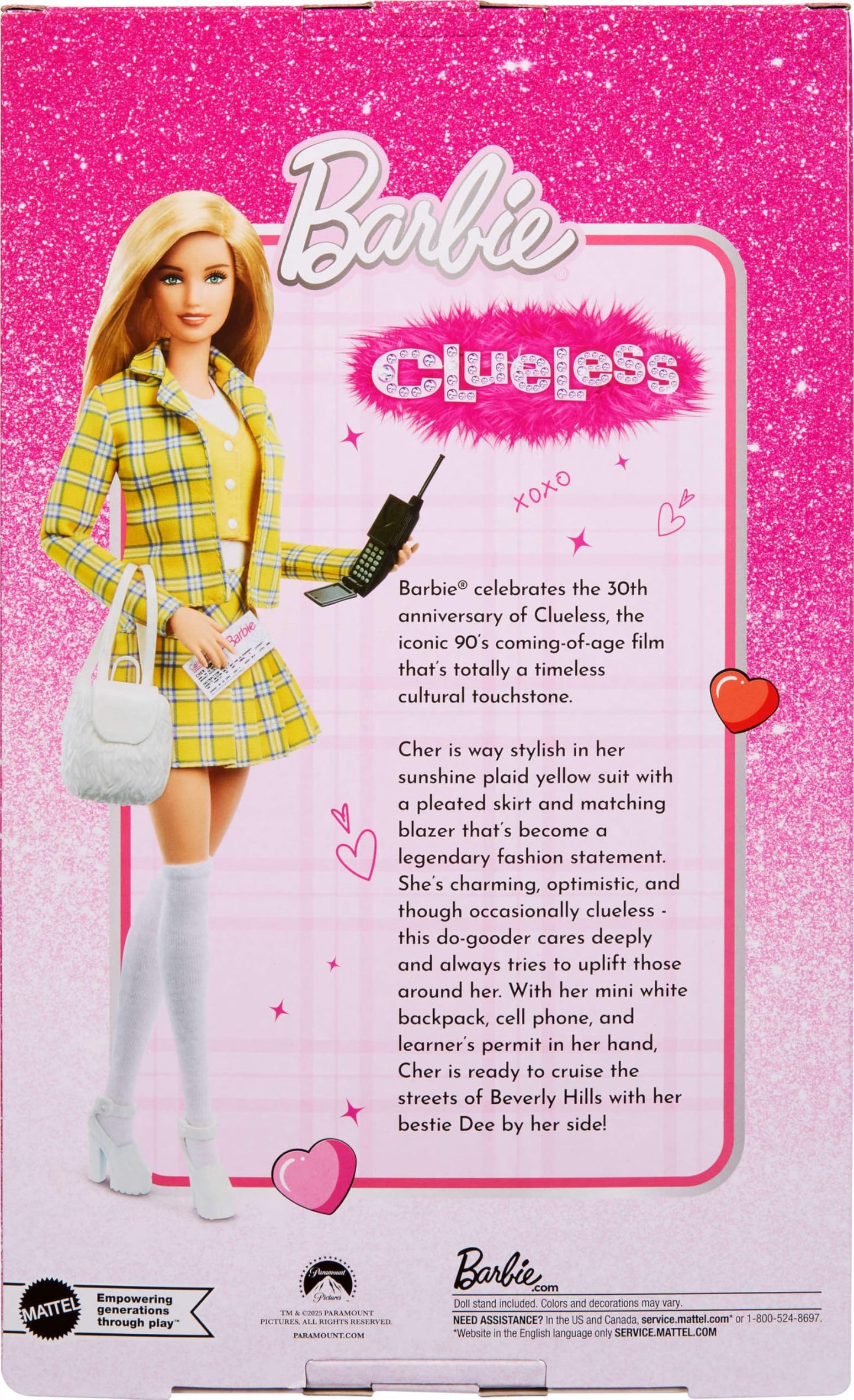Barbie Signature Doll, Clueless Cher Collectible in Yellow Plaid Suit with Backpack, Cell Phone, & Learner’s Permit Accessories