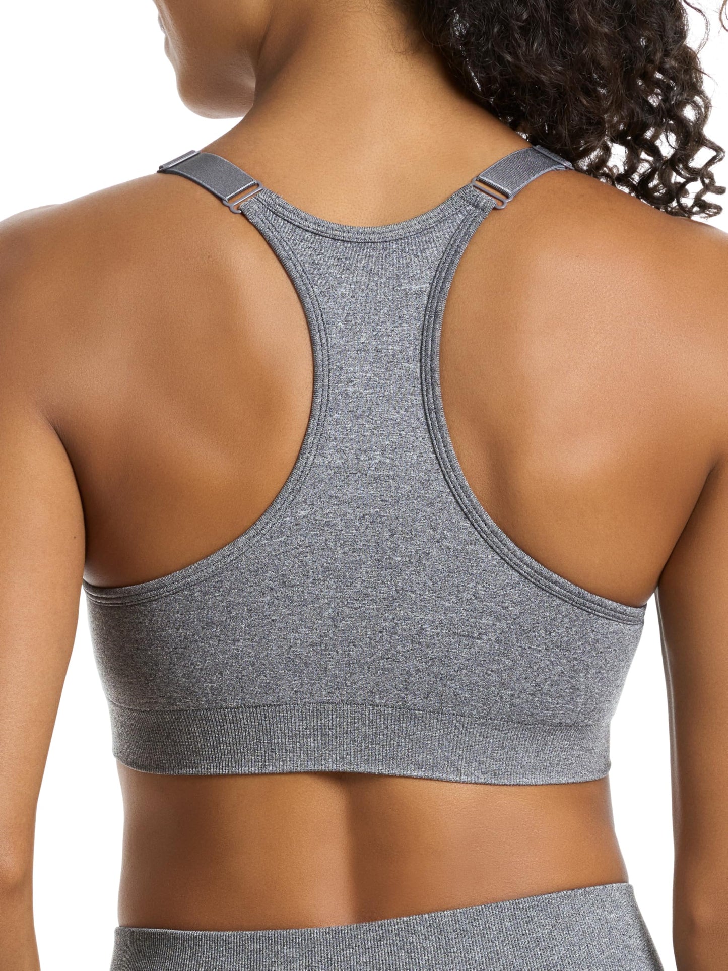 PUMA Women's 2 Pack Seamless Sports Bra, Puma Black/Heather Grey, Medium