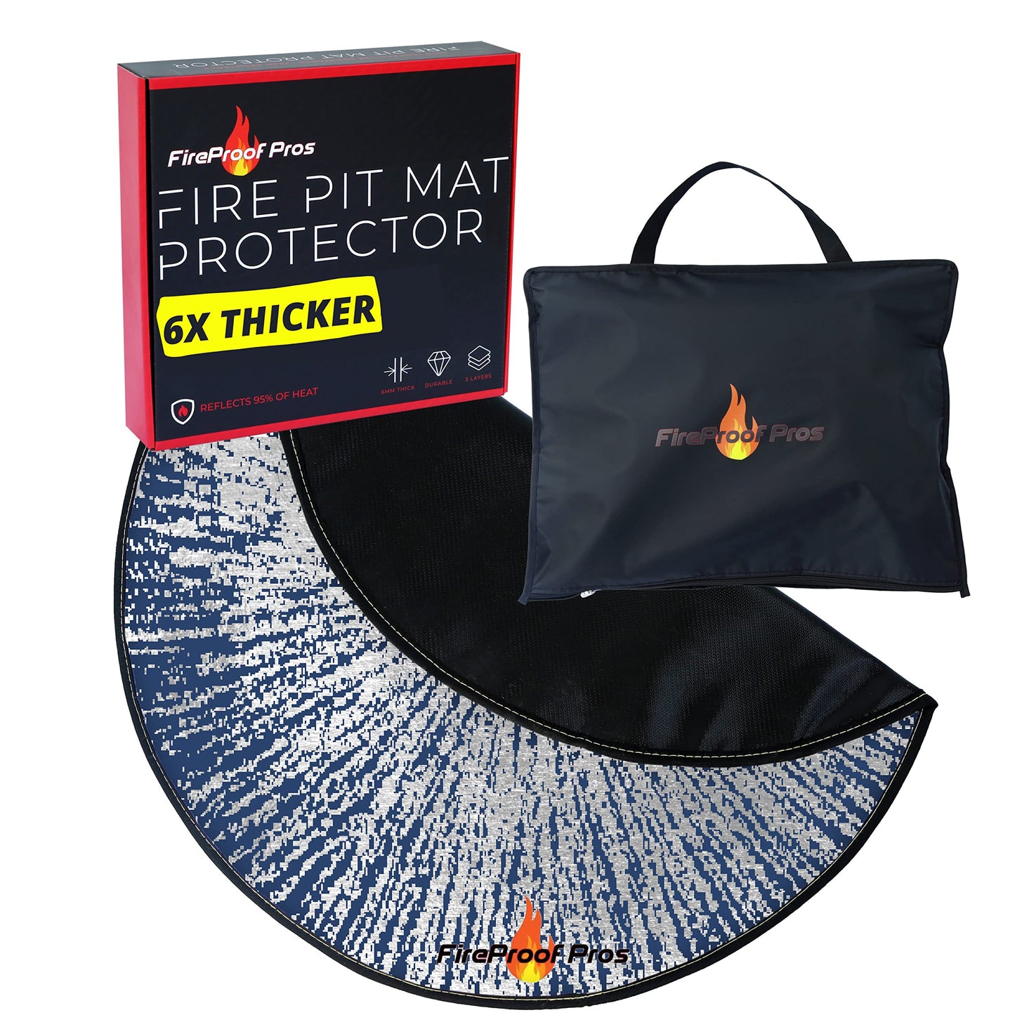 40" Blue Color Design fire mat for Under firepit. Heat Retardant Pattern that insulates Heat and Protects from Falling Embers. Heat Insulation Flame Protection
