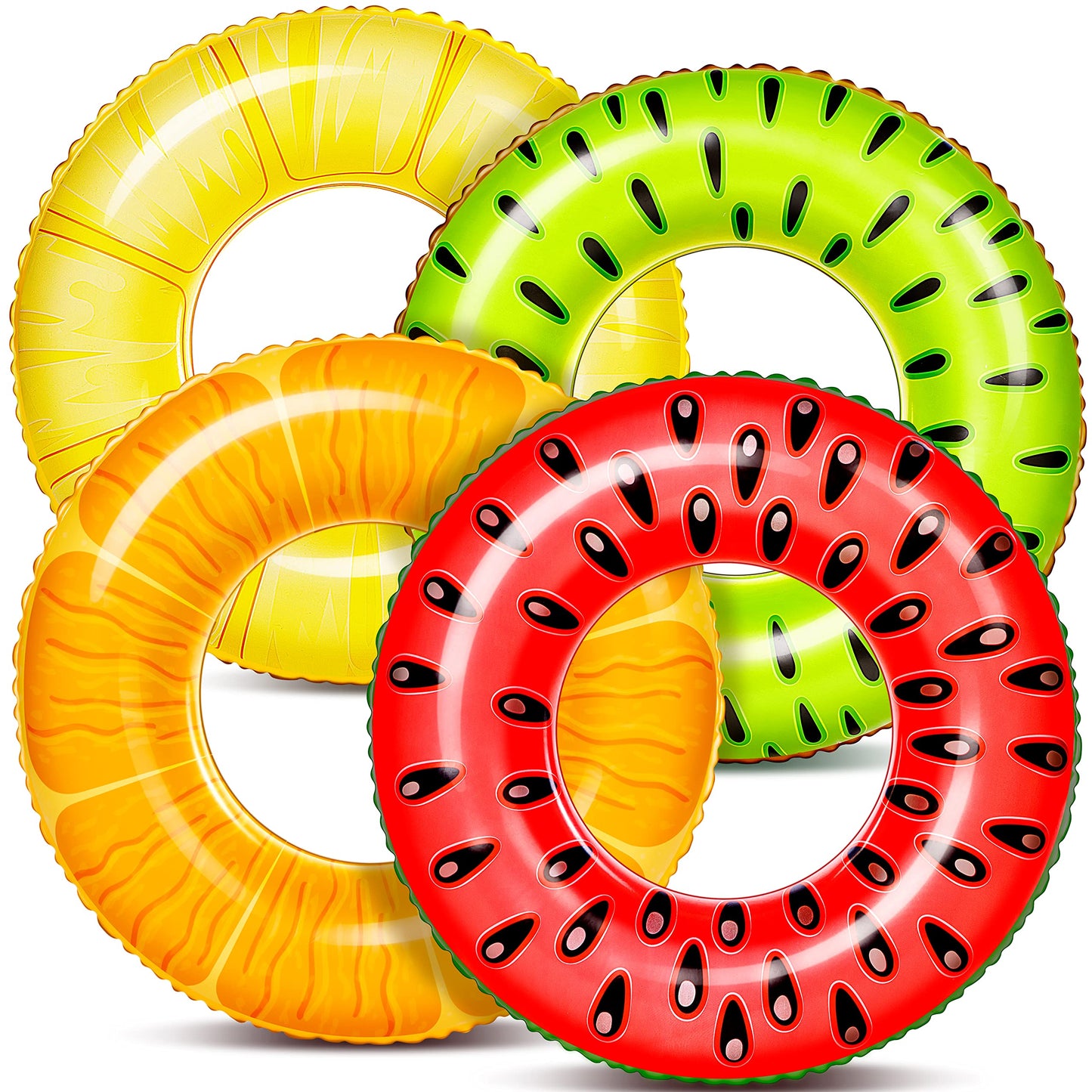 Sloosh 4 Pack Inflatable Pool Floats Pool Rings Swimming Tubes Swimming Toys Beach Swimming Party Toys for Kids and Adults