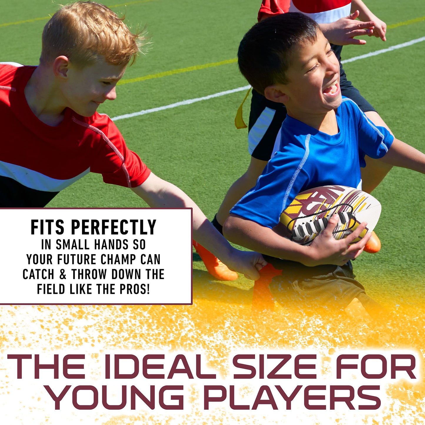 Franklin Sports NFL Washington Commanders Football - Youth Mini Football - 8.5" Junior Size Ball - SPACELACE Easy Grip Texture- Perfect for Kids