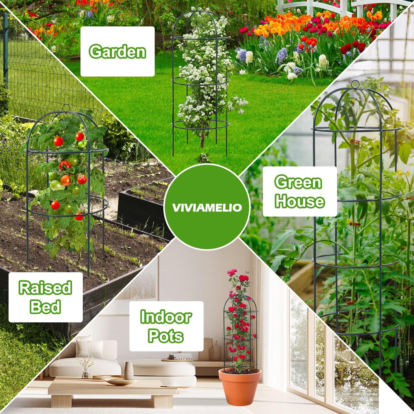 Trellis for Climbing Plants Outdoor, 2Pcs 75" Tall, 21" Dia, Heavy Duty Metal Garden Trellis Tower Potted Cages for Flowers Fruits Vegetable Cucumber Tomato Rose Clematis Pea Bean Raised Bed Trellises