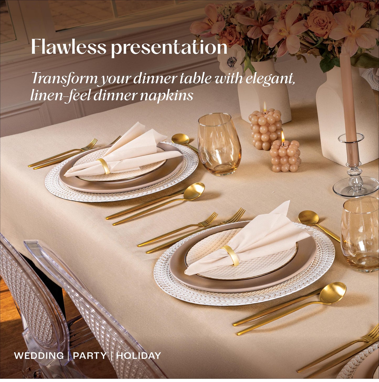 300-Pack Servietto Disposable Linen-Feel Guest Towels - Disposable Cloth-Like Hand Towels - Soft and Absorbent Paper Napkin for Kitchen, Bathroom, Party, Wedding, Or Event (12" x 17" Guest Towel)