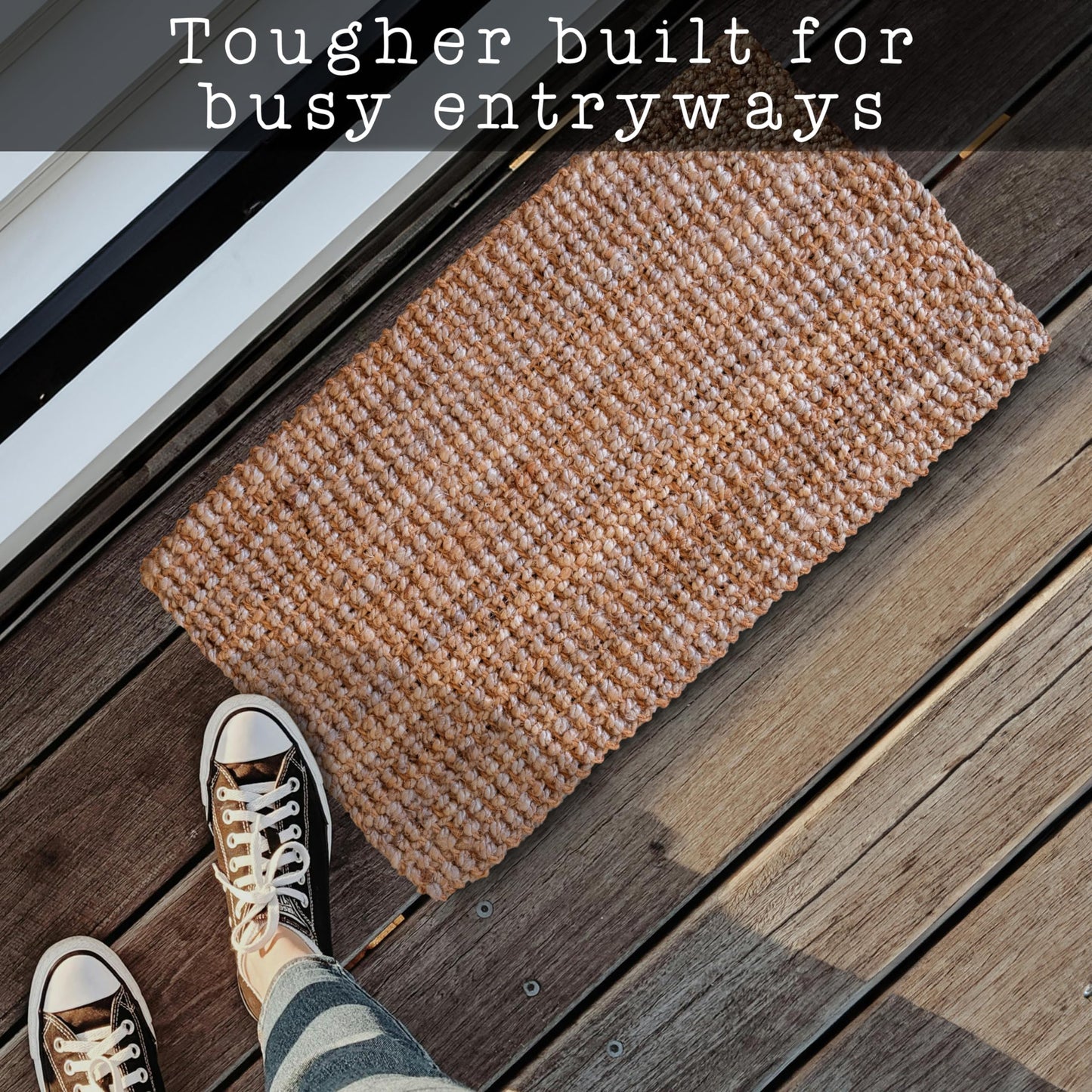 Jute Doormat 30x17 Inch, Jute Entryway Rug, Braided Doormat for Indoor or Covered Outdoor, Natural Woven Welcome Mat