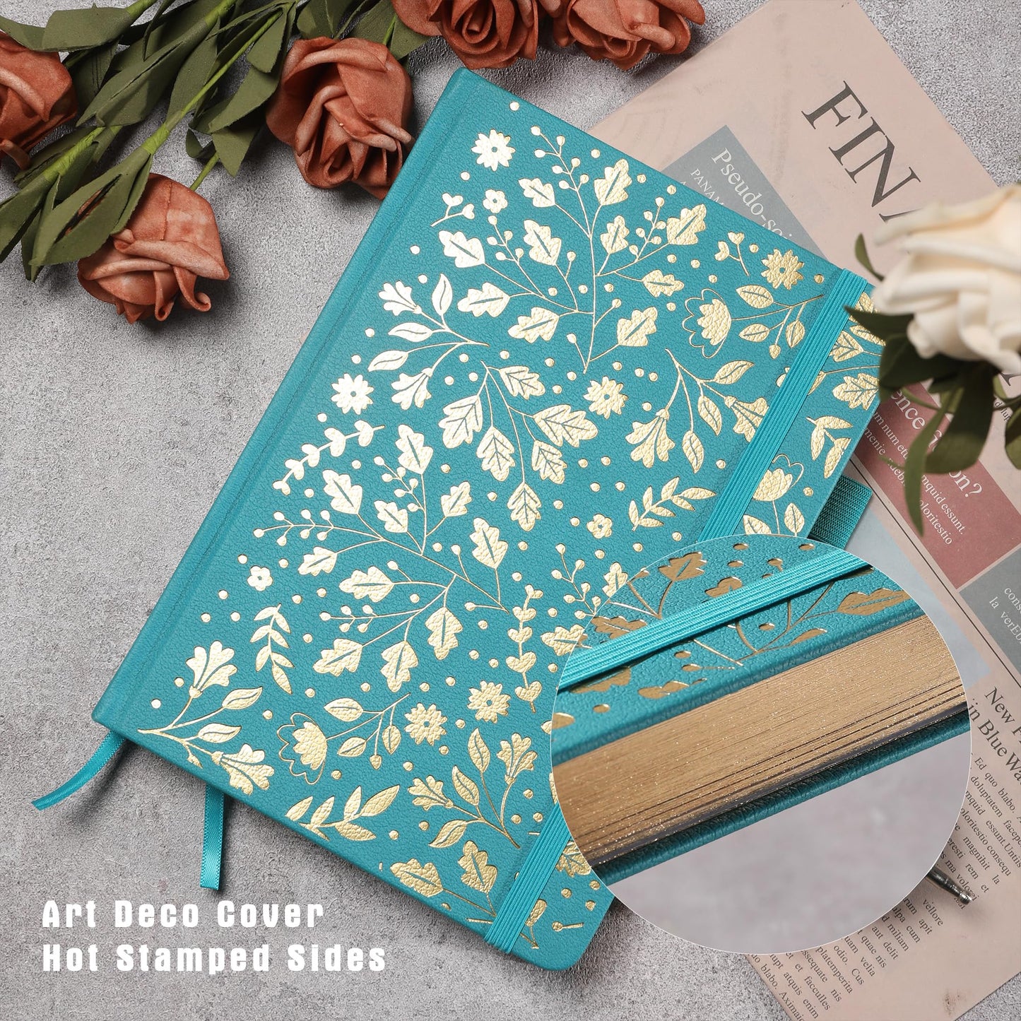 TIEFOSSI Dot Journal, Vintage Journal Notebook for Women Men, 160 GSM 192 Premium Pages, A5 Hardcover Journaling Notebooks Gift, for Travel Office Daily Writing Teal2