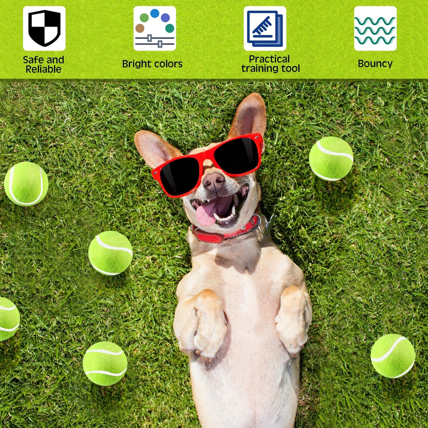 Hanaive 20 Pieces Dog Tennis Balls 2 Inch Mini Tennis Balls for Small Dog Pet Fetching Toy Rubber Felt Training Toys for Puppy Pet Playing Exercise and Practice(Yellow)