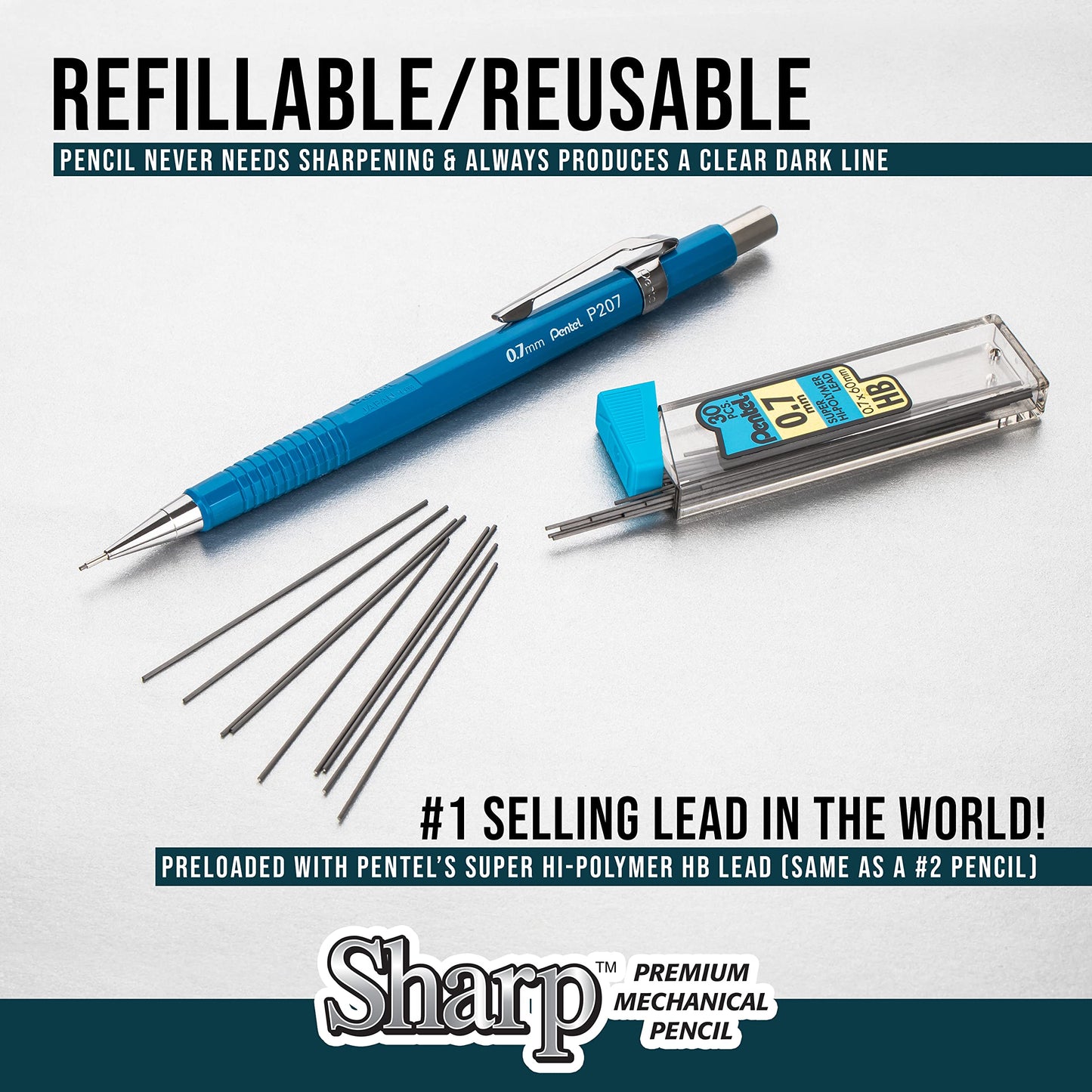 Pentel P200 Drafting Mechanical Pencil, 0.9mm Bold Point, Writing, Drawing, School Supplies, Metal Tip, Yellow Barrel, P209-G, Box of 12