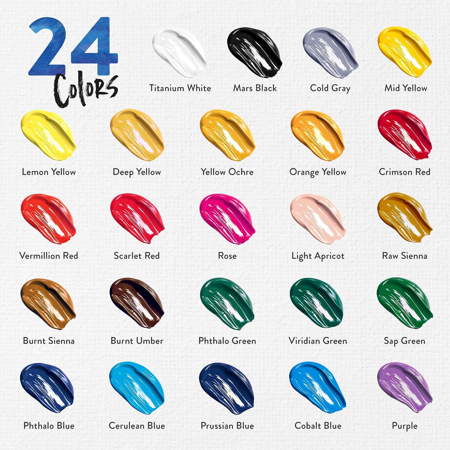 Chalkola 40 Acrylic Paint Set for Adults with 24 Acrylic Paints kit (22ml), 10 Painting Brushes, 5 Canvas for Painting (8x10) & 1 Palette