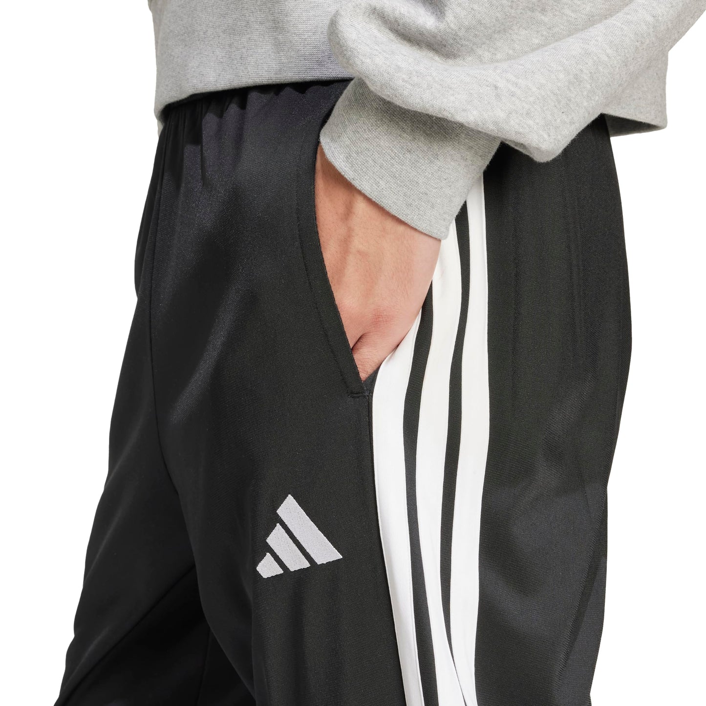 adidas Men's 3-Stripes Tricot Tapered Track Pants, Black/White, Medium