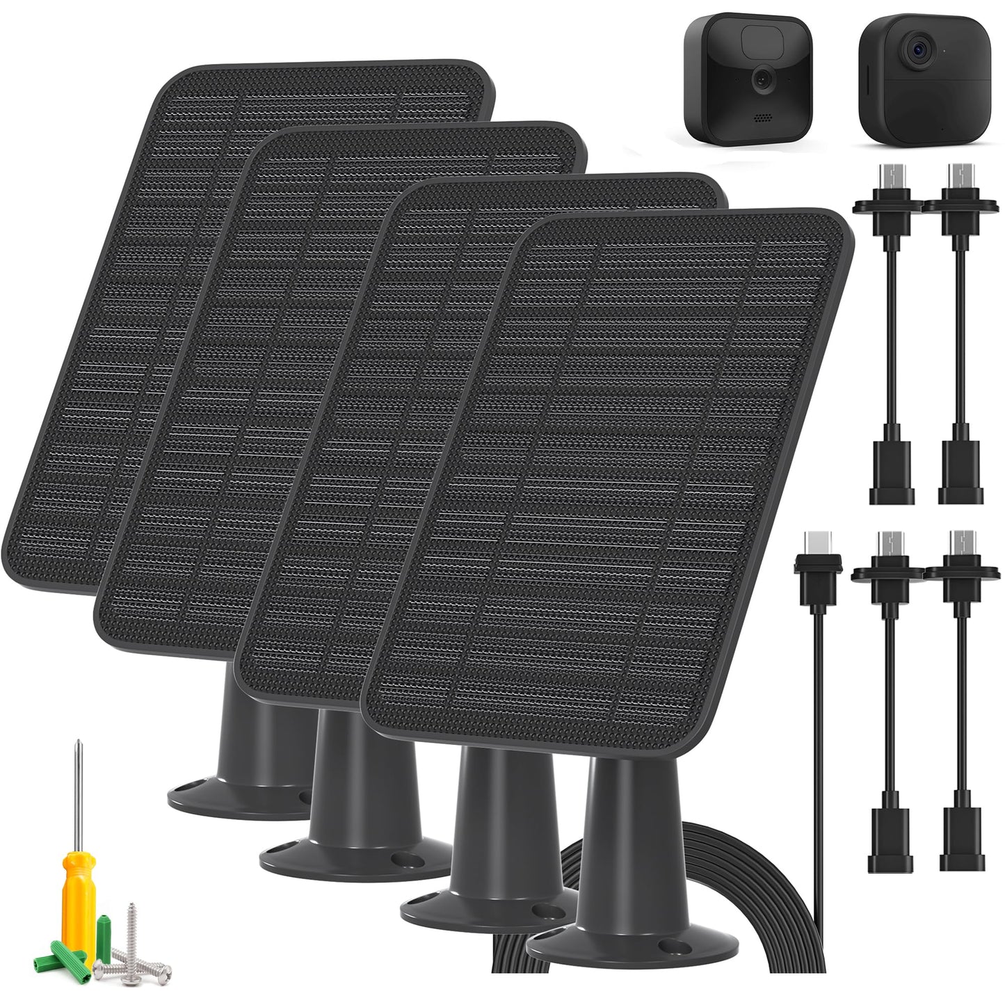 5W Solar Panel Compatible with Blink Outdoor 4(4th Gen)/Blink Outdoor(3rd Gen) XT3 & Blink XT2/XT Camera, Blink Solar Panel Charger with 13.1ft Cable Rubber Plug, IP65 Waterproof, Secure Mount, 4 Pack