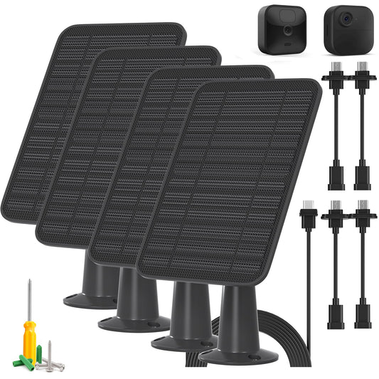 5W Solar Panel Compatible with Blink Outdoor 4(4th Gen)/Blink Outdoor(3rd Gen) XT3 & Blink XT2/XT Camera, Blink Solar Panel Charger with 13.1ft Cable Rubber Plug, IP65 Waterproof, Secure Mount, 4 Pack
