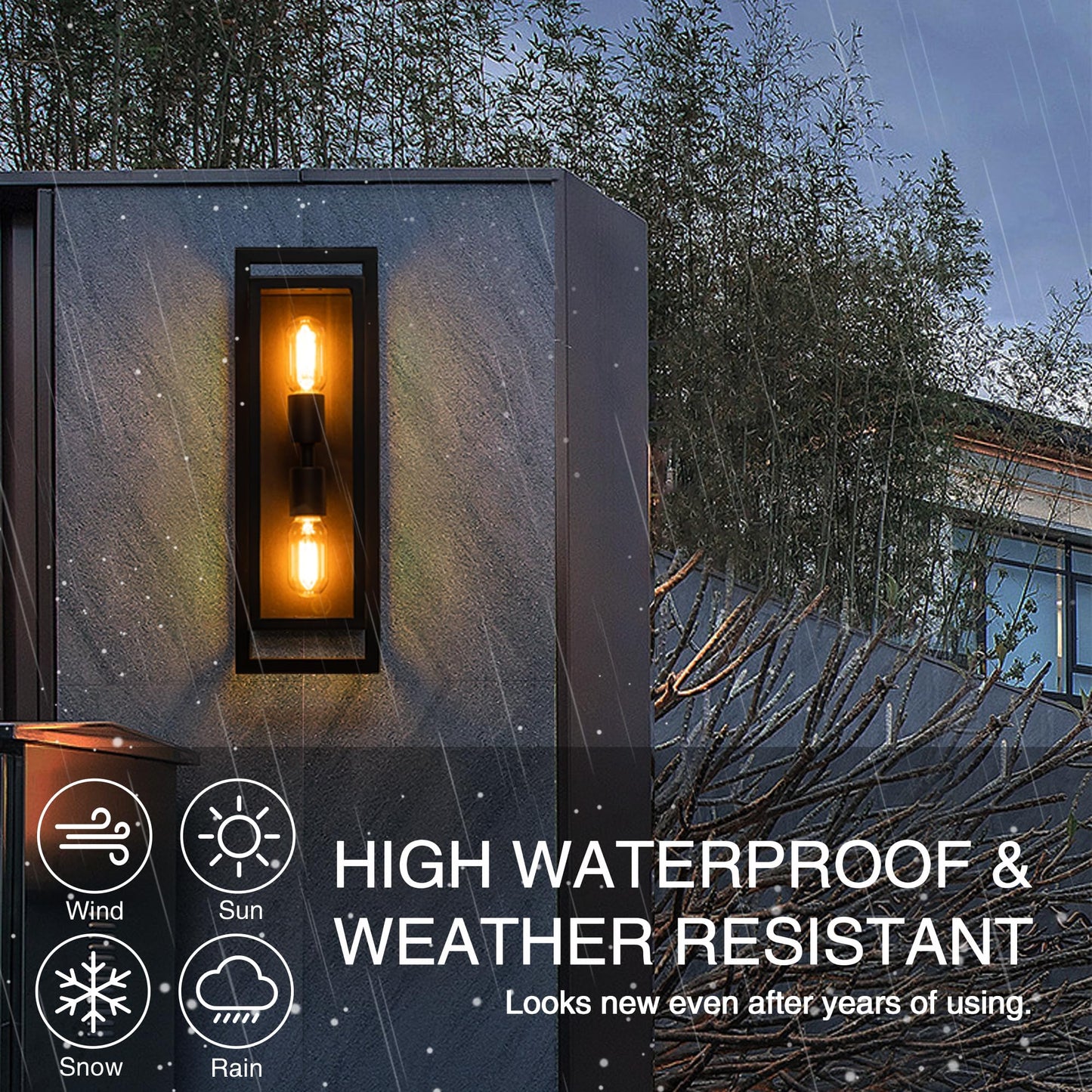 OUPAVOCS Outdoor Wall Light Fixture, Modern Porch Light Wall Mount, Exterior Wall Lamp with Clear Glass, Up and Down Outside Wall Sconce Lighting for House, Patio, Garage