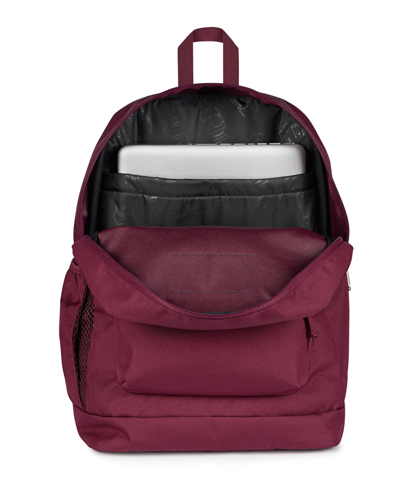 JanSport Cross Town Plus Backpack - Large Main Compartment, Side Water Bottle Pocket, 15-Inch Padded Laptop Sleeve - Cherry Lacquer