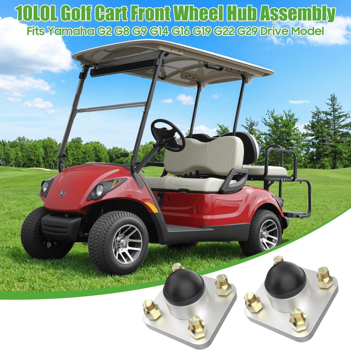 10L0L Golf Cart Front Wheel Hub Assembly for Yamaha G2 G8 G9 G14 G16 G19 G22 G29 Drive, Replaces JG5-WF511-10-00 JG5-WF511-00
