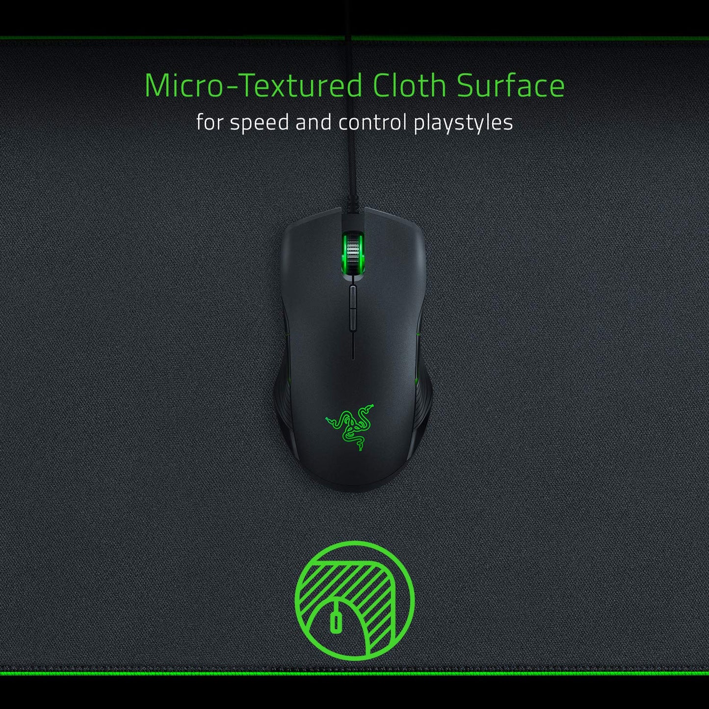 Razer Goliathus Extended Chroma Gaming Mousepad: Customizable Chroma RGB Lighting - Soft, Cloth Material - Balanced Control & Speed - Non-Slip Rubber Base - Classic Black, Wide