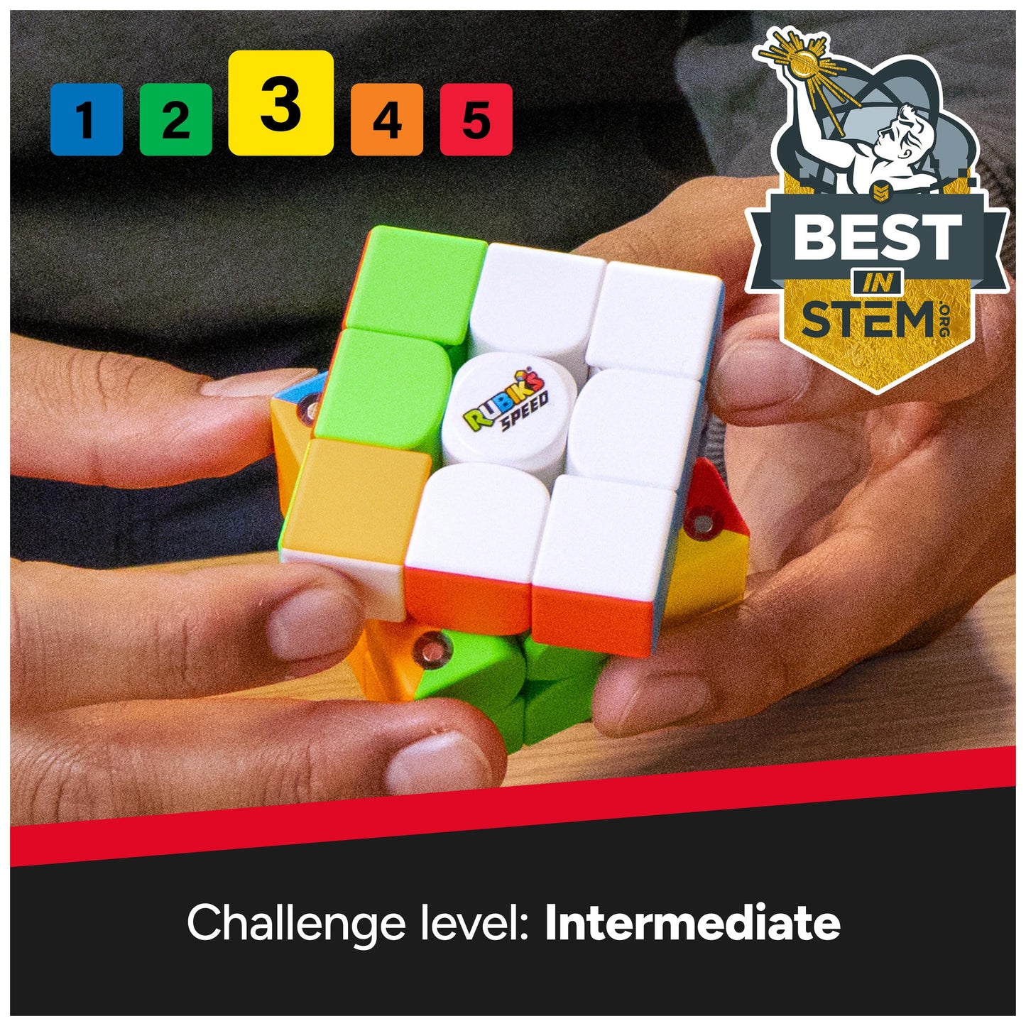 Rubik’s Cube, 3x3 Magnetic Speed Cube for Super Fast Solves, Twisting Fidget Toy, Challenging Brain Teaser & Sensory Puzzle for Adults, Teens, & Kids, for Ages 8 & Up