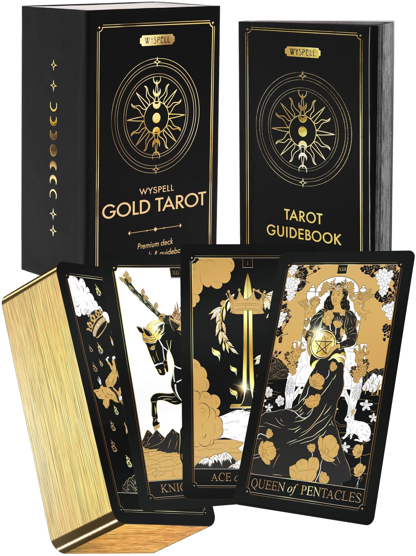Tarot Cards with Guide Book - 78 Gold Tarot Cards for Beginners Tarot Deck Set - Classic Tarot Deck with Guidebook
