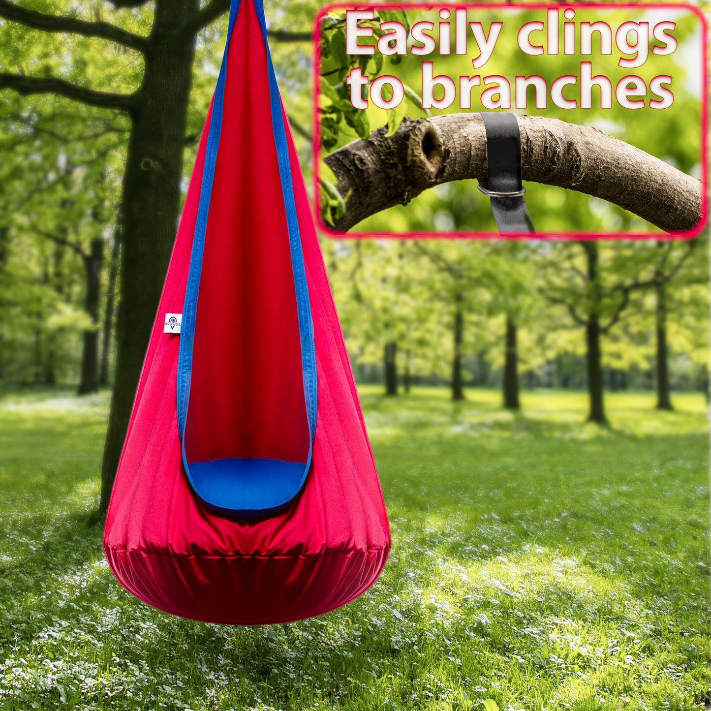 ACTIVITIS Kids Pod Swing Seat, Child Hanging Hammock Chair with Inflatable Seat Cushion, Sensory Room Swing Seat for Indoor and Outdoor Use with Inflatable Pillow, 100% Cotton, Durable Portable
