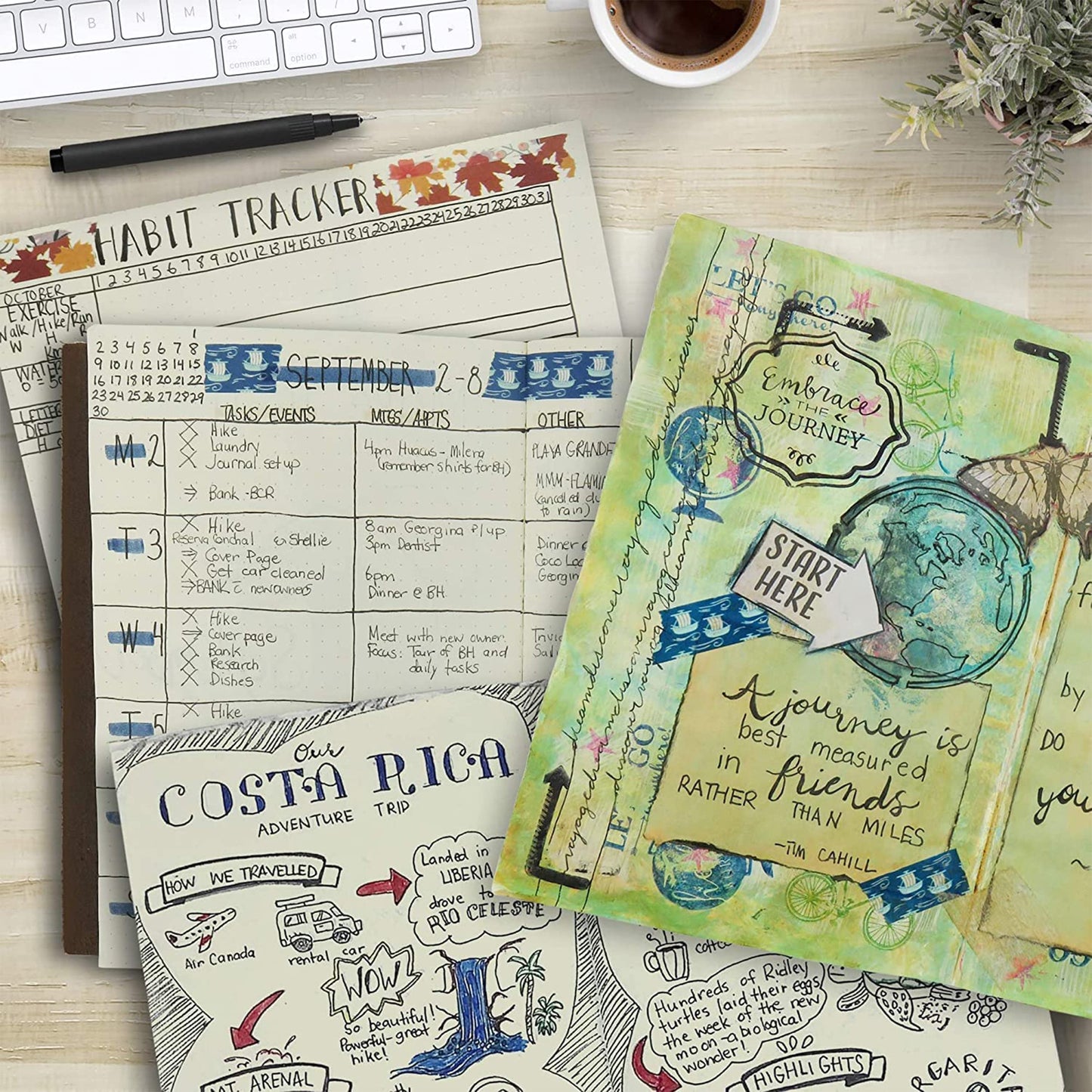 Wanderings A5 Travelers Notebook – Refillable Genuine Leather Journal – 6" x 8.7" (15 x 22cm) – Handcrafted Crazy Horse Leather – 120 GSM Blank Inserts – Travel Journal
