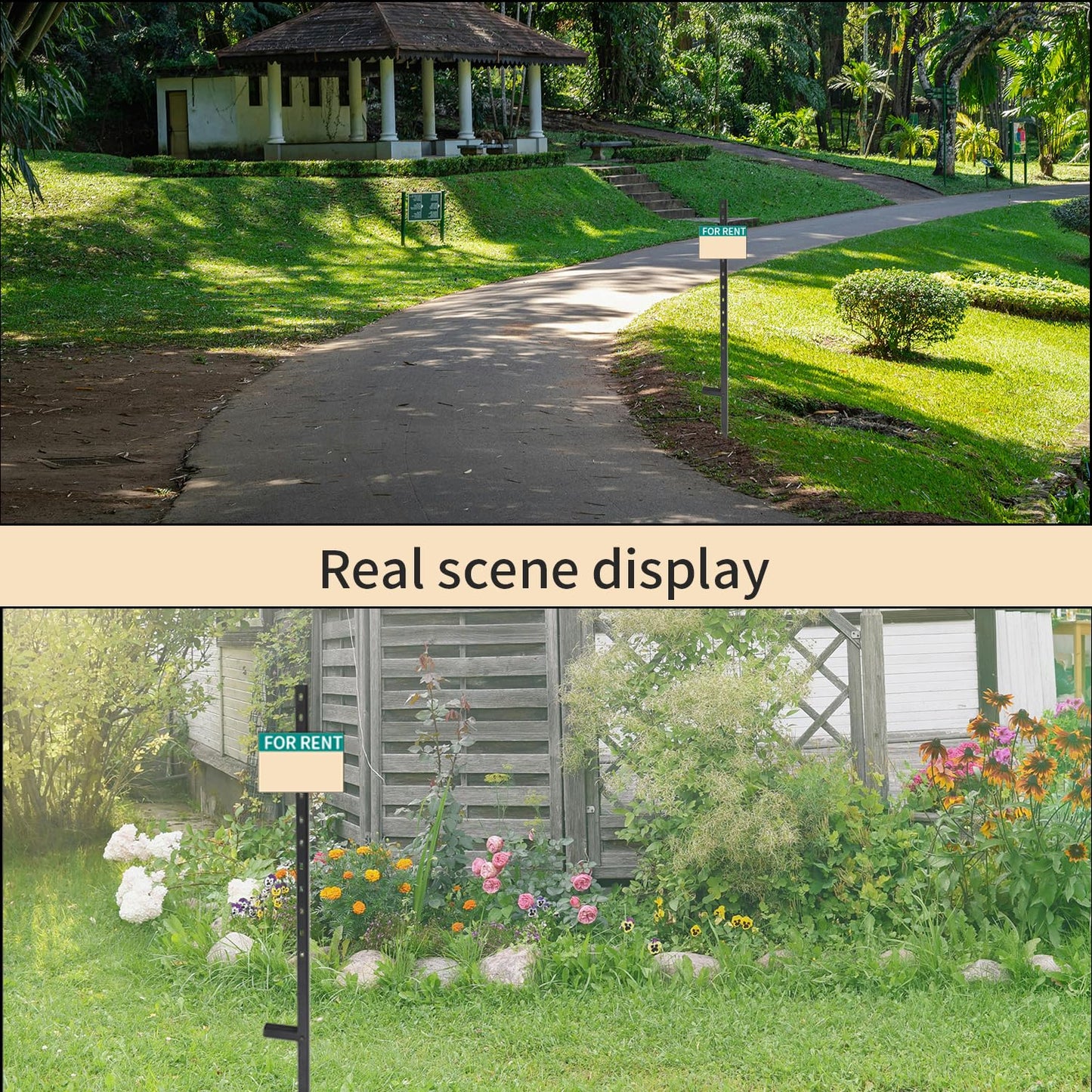 2pcs Heavy Duty Yard Stakes, 46in Metal Yard Sign Poles Holder T-Bar Ground Stakes Sign Posts for Outside, Lawn, Bar, Parking Lot, Holiday, Graduation, Estate Garage Sale Events (Black)