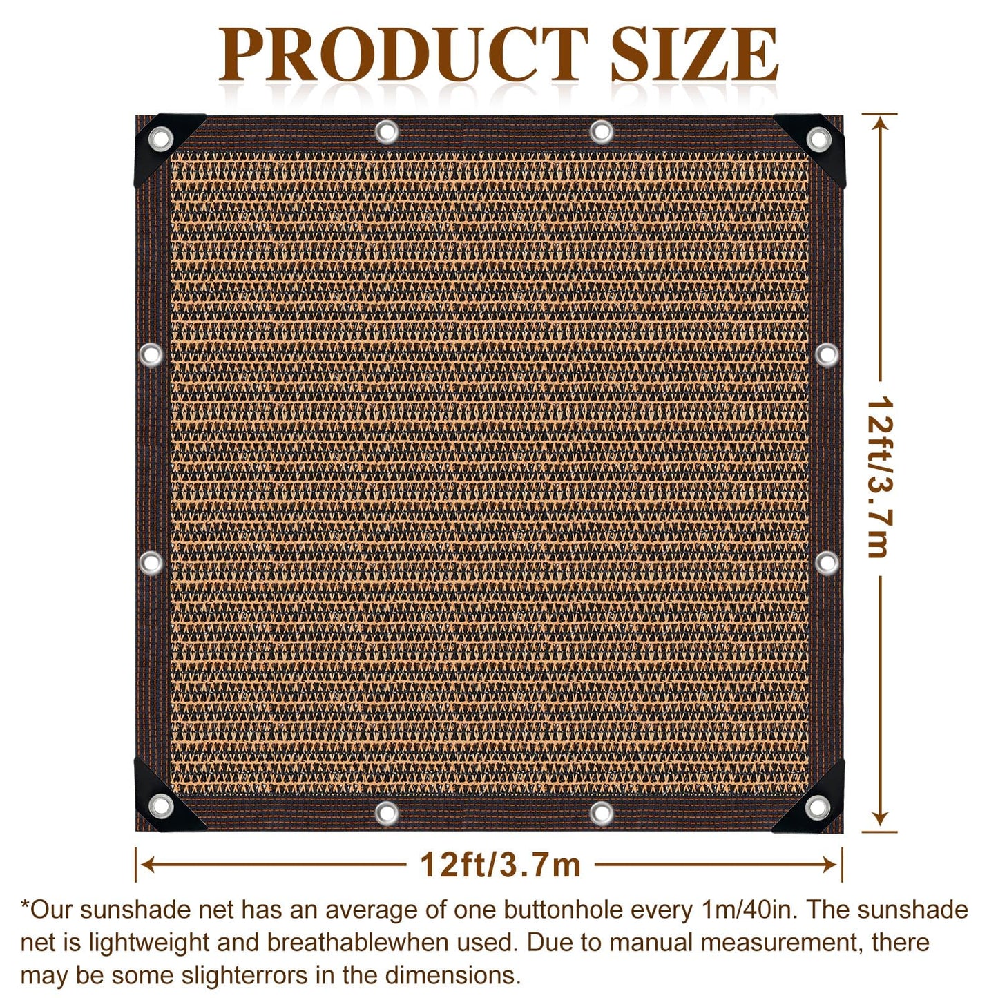 80% Sunblock Shade Cloth Net Resistant - 12x12Ft Garden Shade Mesh for Plant Cover, Greenhouse, Chicken Coop, Kennels, Tomatoes Plants