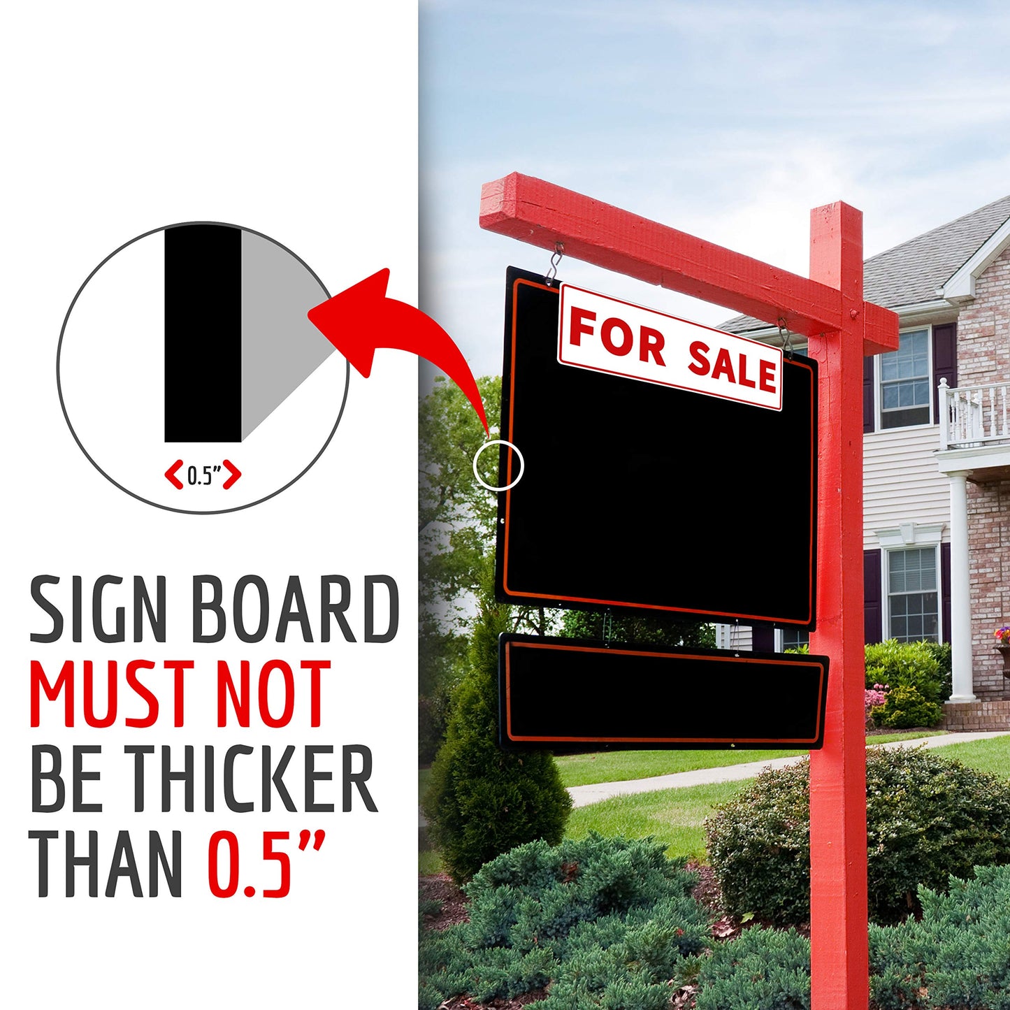 6 Pack Real Estate Sign Riders Sleeves, 17" x 5" Double Sided PVC Plastic Signs - For Sale, Open House, Coming Soon, New Listing, Sales Pending - Real Estate Agent Supplies